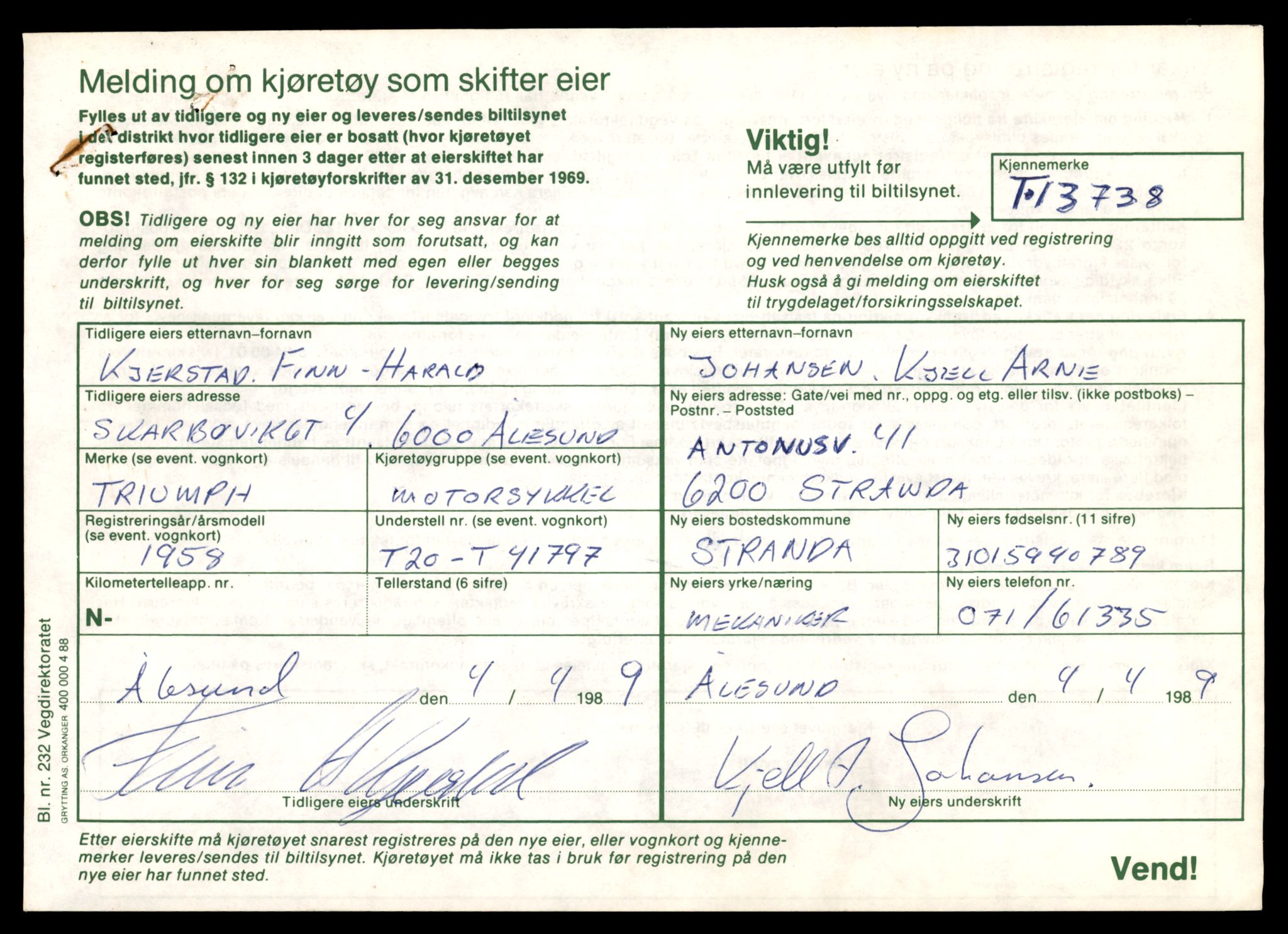Møre og Romsdal vegkontor - Ålesund trafikkstasjon, AV/SAT-A-4099/F/Fe/L0041: Registreringskort for kjøretøy T 13710 - T 13905, 1927-1998, s. 509