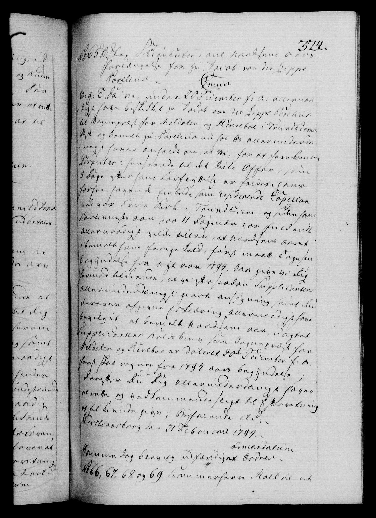 Danske Kanselli 1572-1799, AV/RA-EA-3023/F/Fc/Fca/Fcab/L0045: Norske tegnelser, 1792-1796, s. 324a