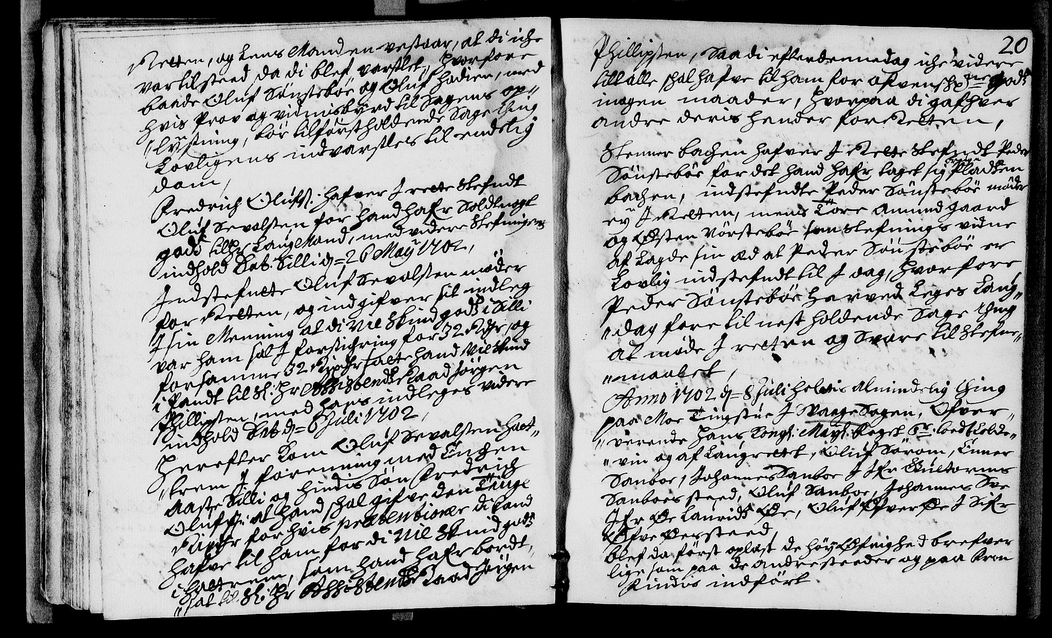 Sorenskriverier i Gudbrandsdalen, AV/SAH-TING-036/G/Gb/Gba/L0030: Tingbok - Nord-Gudbrandsdal, 1702, s. 19b-20a