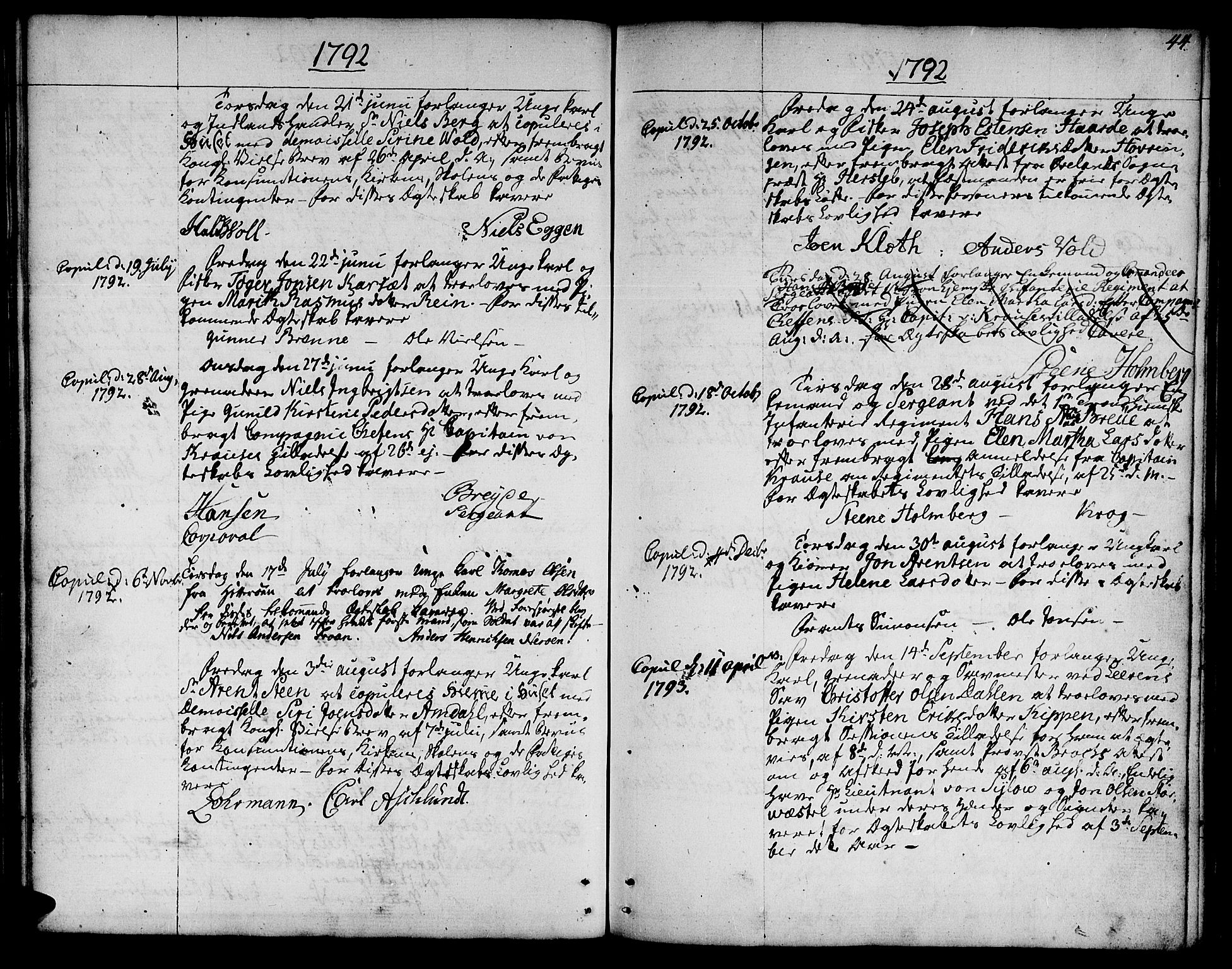 Ministerialprotokoller, klokkerbøker og fødselsregistre - Sør-Trøndelag, SAT/A-1456/601/L0041: Ministerialbok nr. 601A09, 1784-1801, s. 44