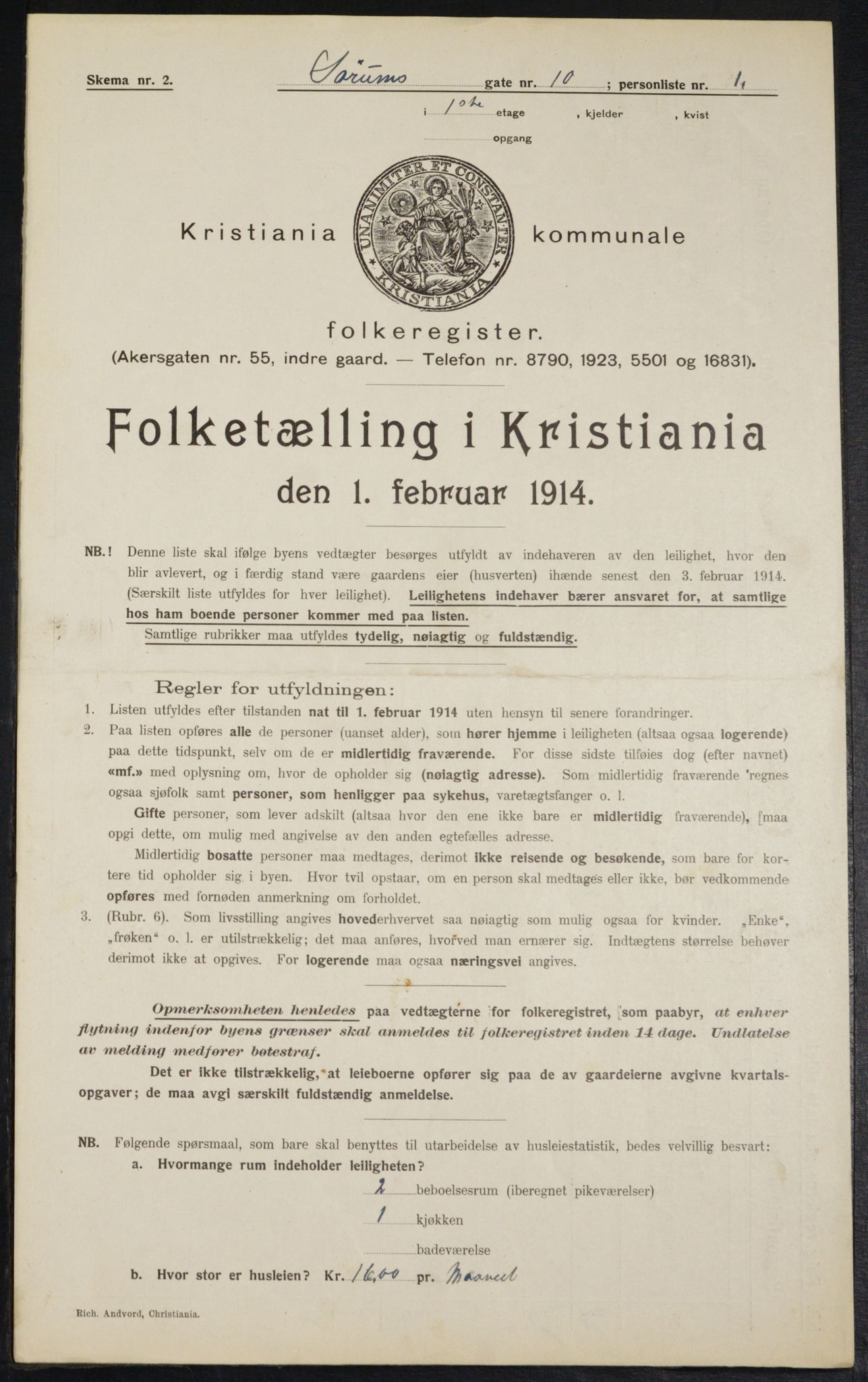 OBA, Kommunal folketelling 1.2.1914 for Kristiania, 1914, s. 107720