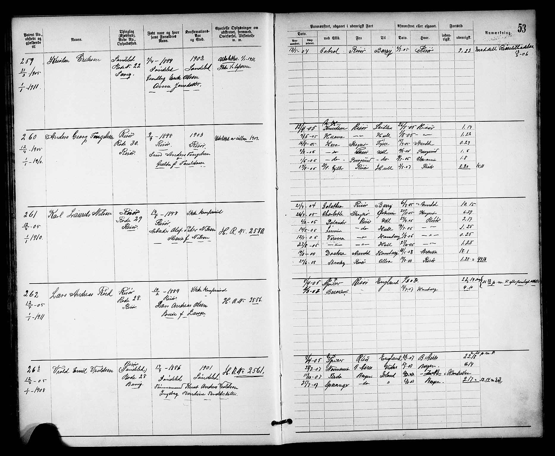 Risør mønstringskrets, AV/SAK-2031-0010/F/Fa/L0004: Annotasjonsrulle nr 1914-1915 og nr 1-477, T-8, 1899-1911, s. 57