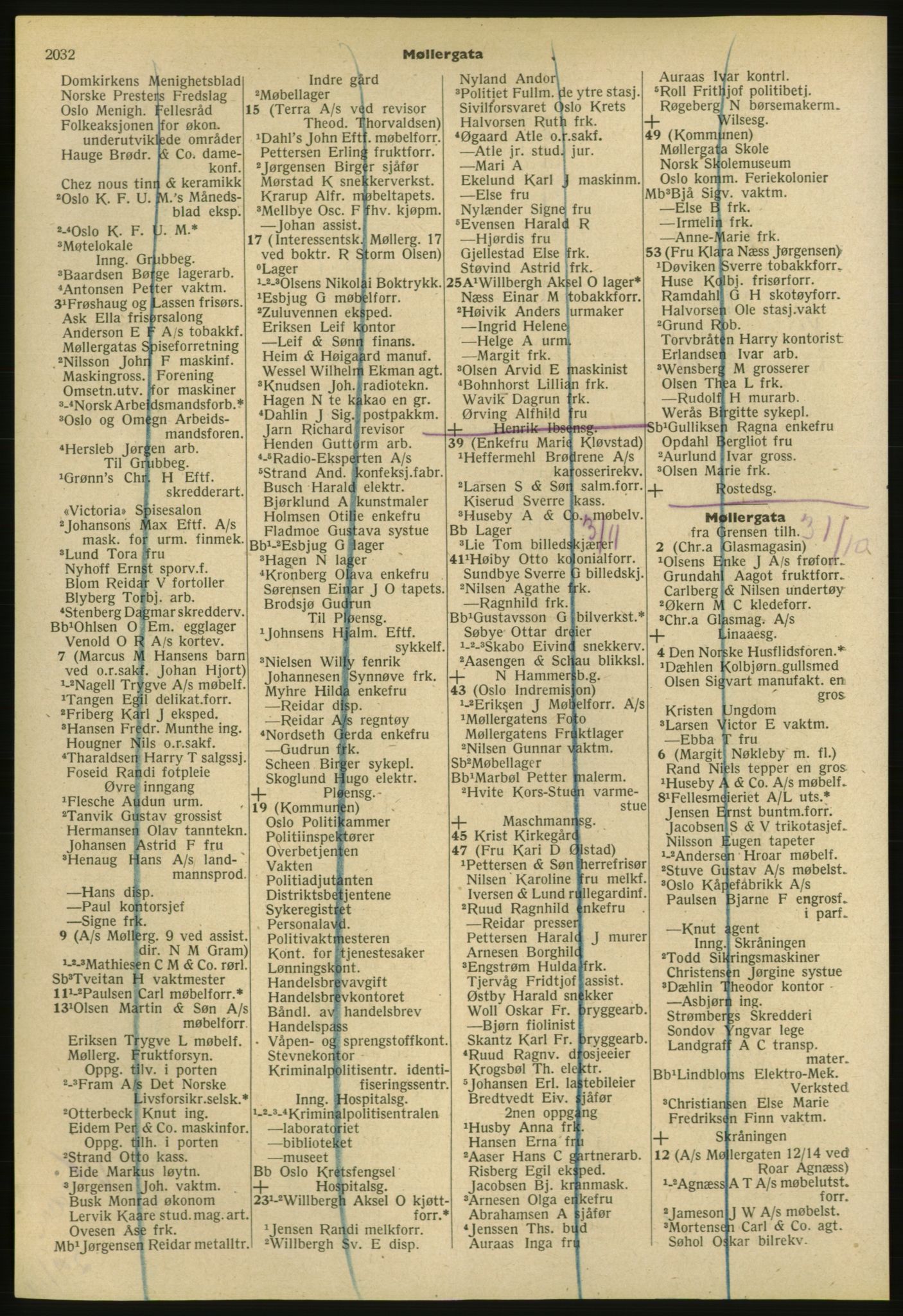 Kristiania/Oslo adressebok, PUBL/-, 1953, s. 2032