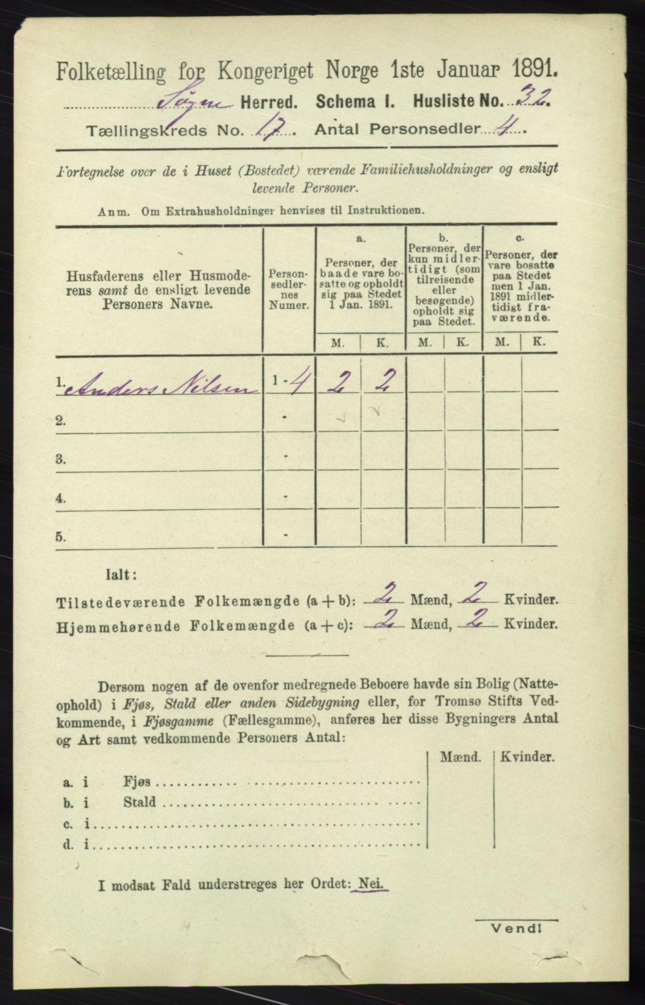 RA, Folketelling 1891 for 1018 Søgne herred, 1891, s. 4498