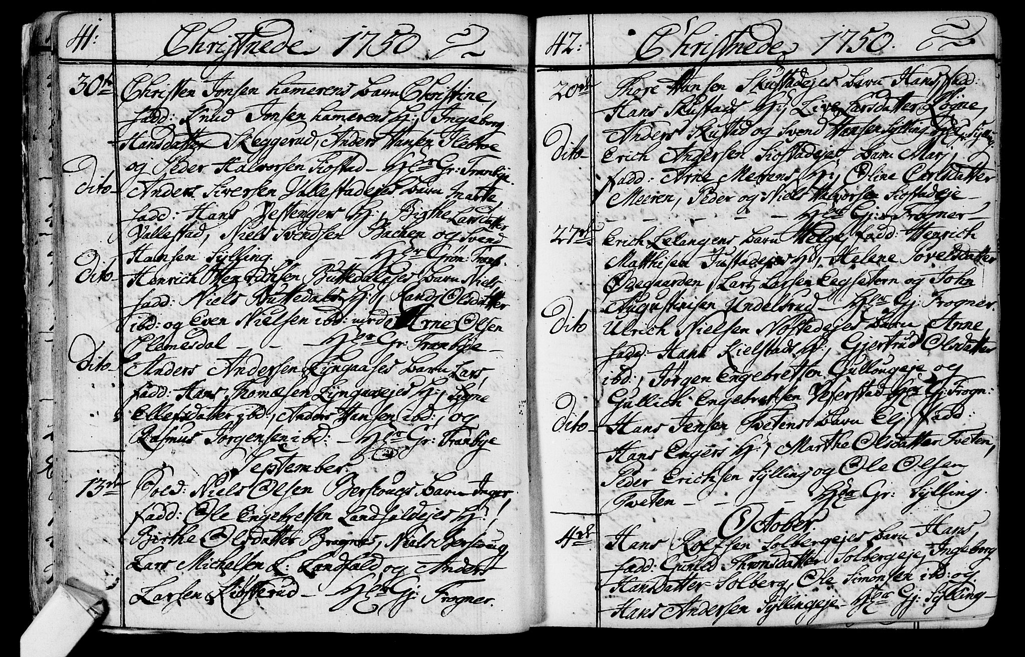Lier kirkebøker, AV/SAKO-A-230/F/Fa/L0004: Ministerialbok nr. I 4, 1749-1764, s. 41-42