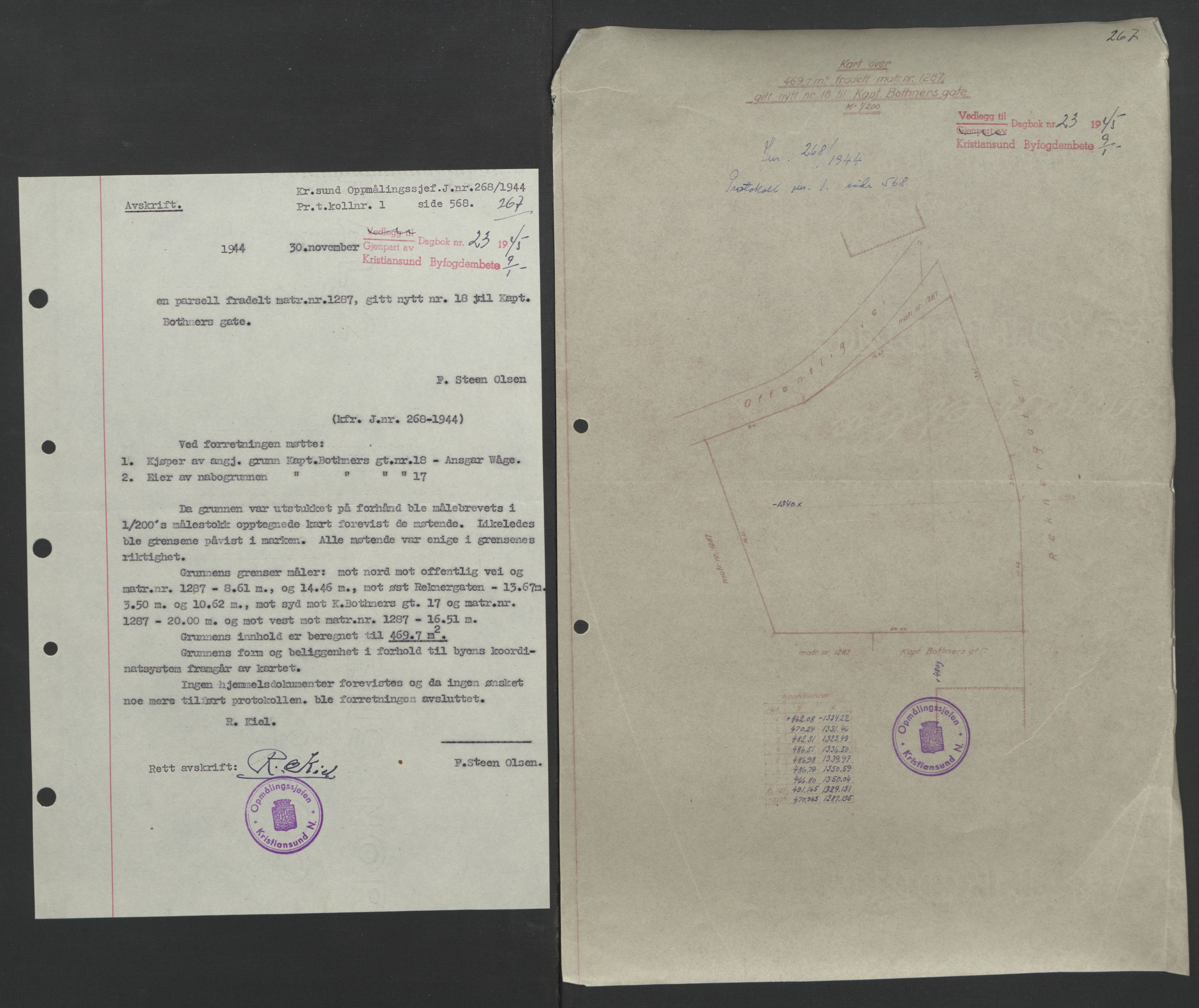 Kristiansund byfogd, AV/SAT-A-4587/A/27: Pantebok nr. 37, 1942-1945, Dagboknr: 23/1945