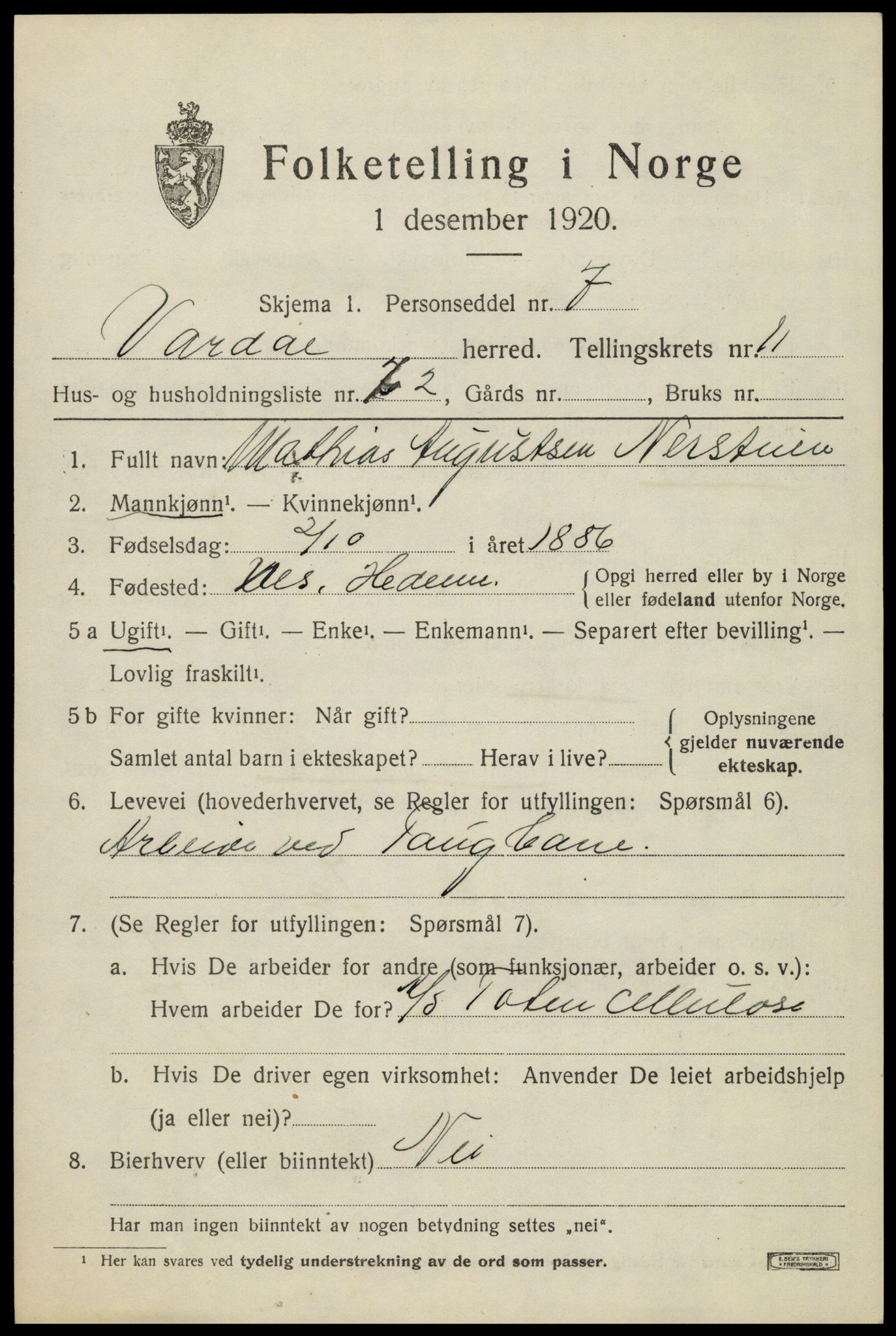 SAH, Folketelling 1920 for 0527 Vardal herred, 1920, s. 11935