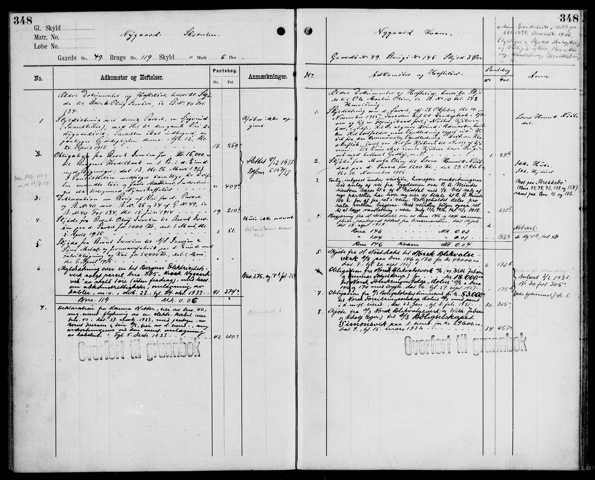 Midhordland sorenskriveri, AV/SAB-A-3001/1/G/Ga/Gab/L0110: Panteregister nr. II.A.b.110, s. 348