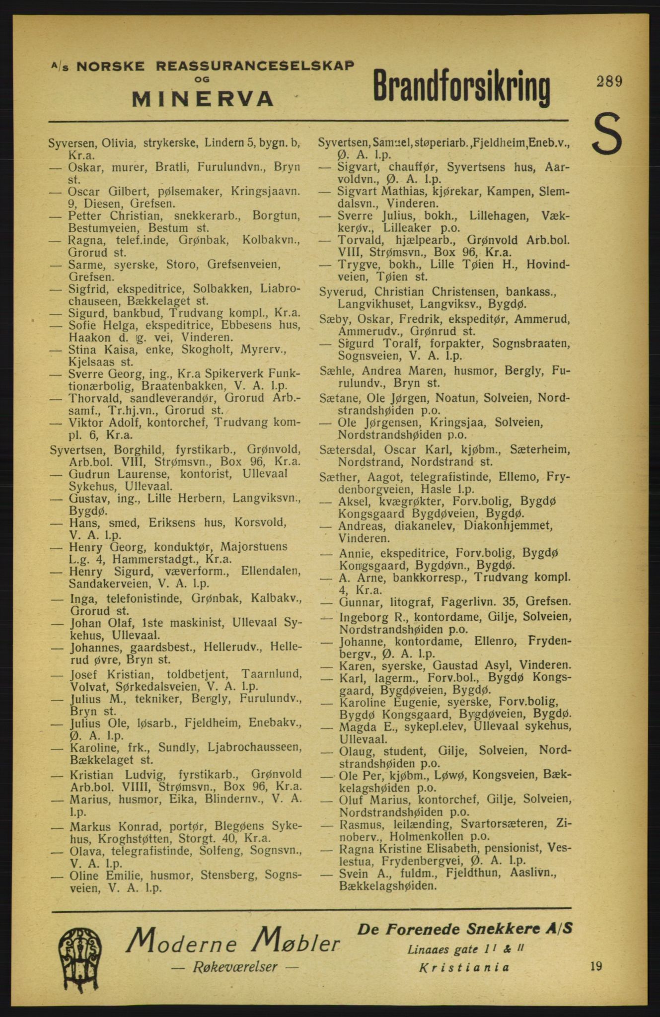 Aker adressebok/adressekalender, PUBL/001/A/002: Akers adressekalender, 1922, s. 289