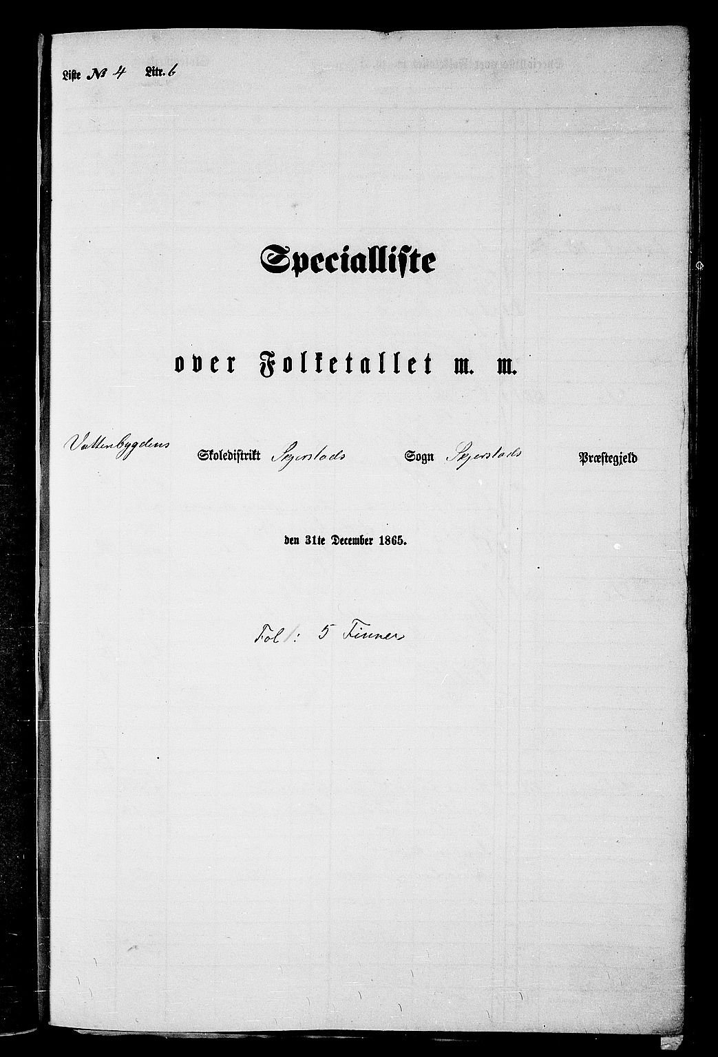 RA, Folketelling 1865 for 1842P Skjerstad prestegjeld, 1865, s. 85