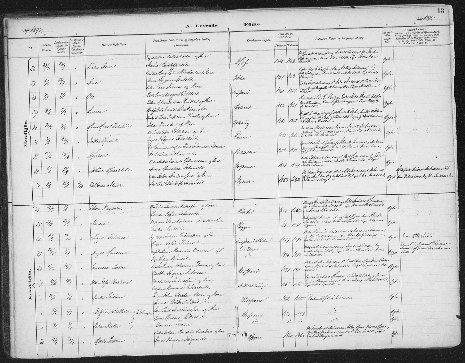 Ministerialprotokoller, klokkerbøker og fødselsregistre - Sør-Trøndelag, SAT/A-1456/659/L0743: Ministerialbok nr. 659A13, 1893-1910, s. 13