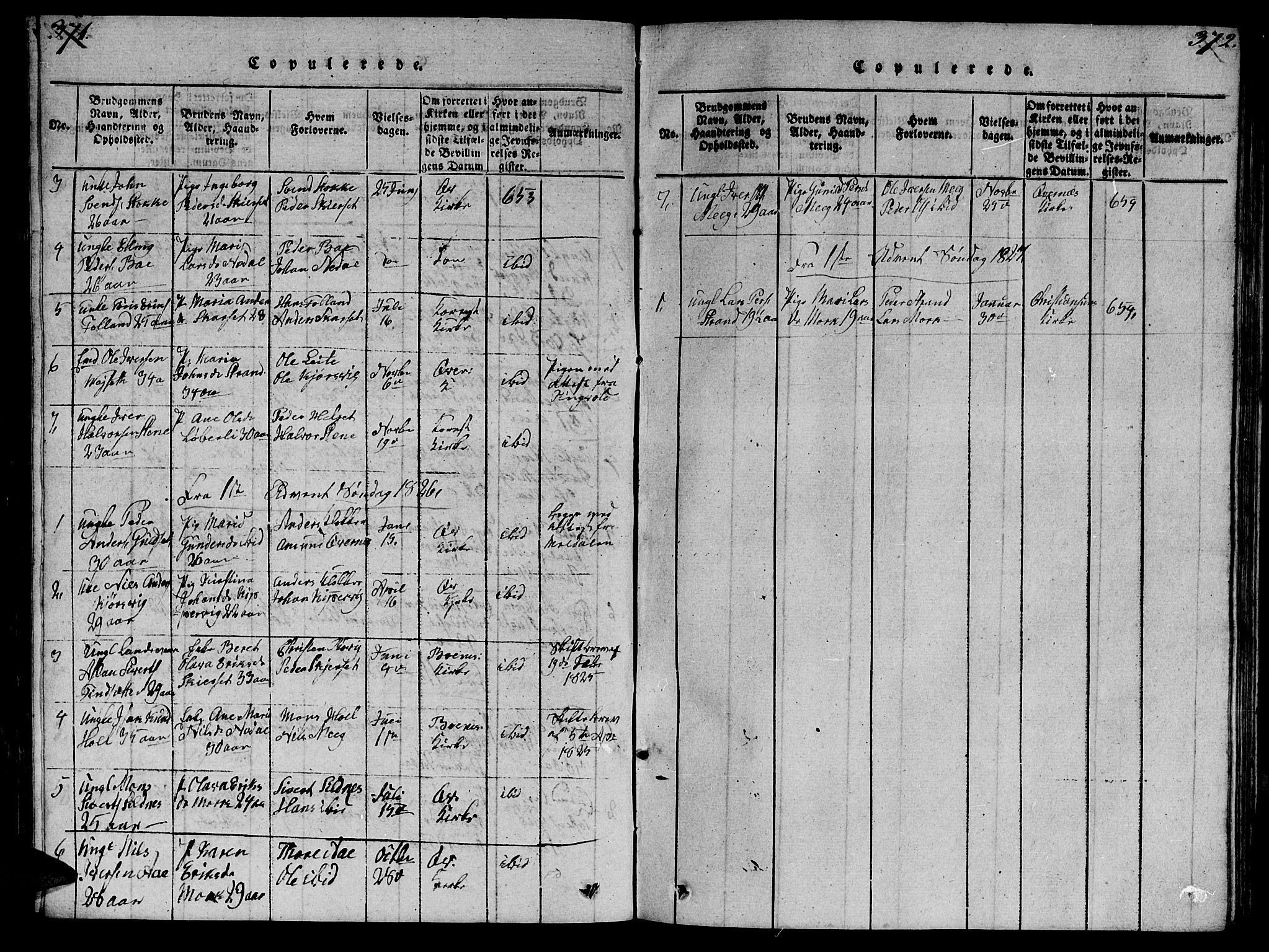 Ministerialprotokoller, klokkerbøker og fødselsregistre - Møre og Romsdal, AV/SAT-A-1454/568/L0811: Klokkerbok nr. 568C01, 1819-1828, s. 371-372