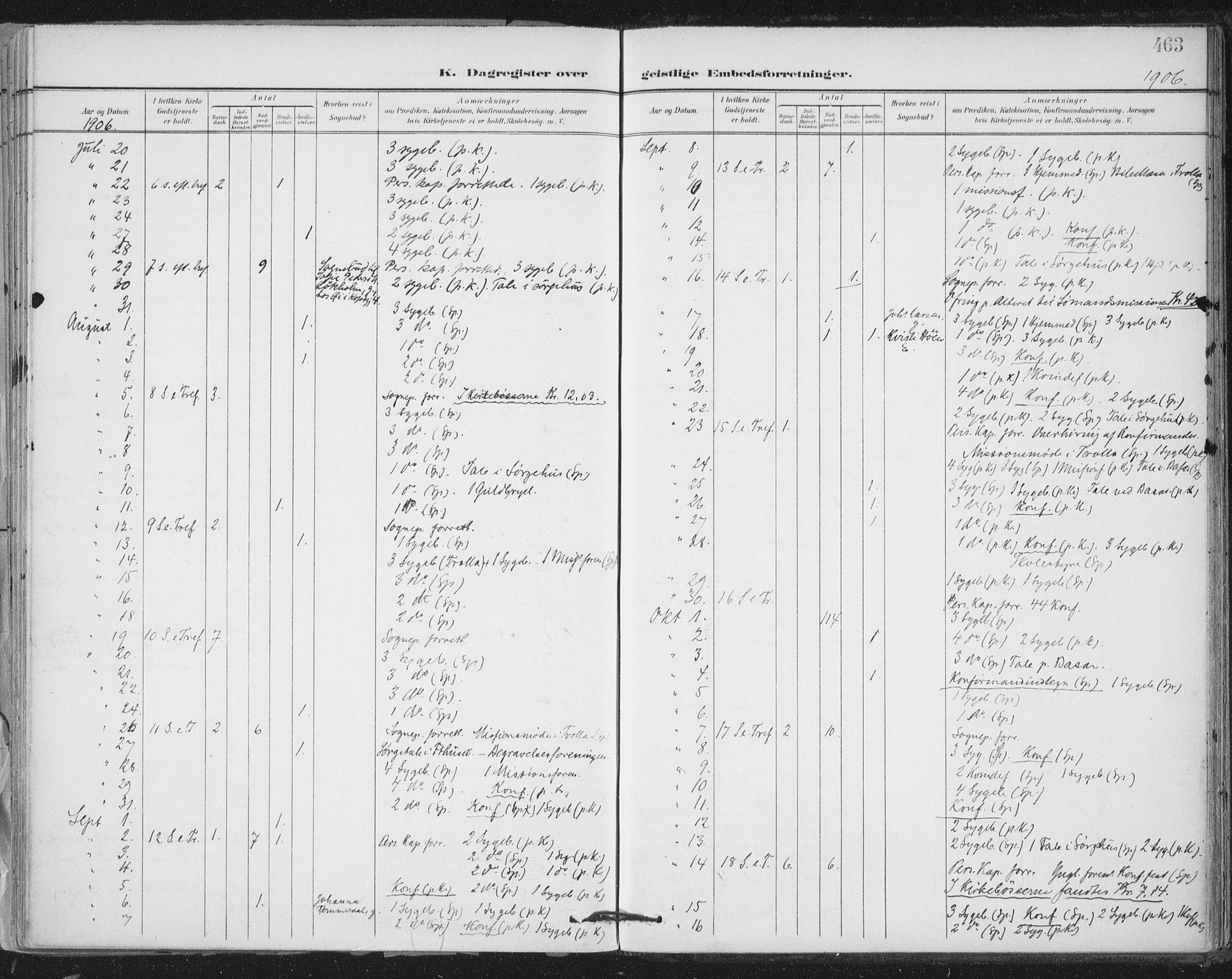 Ministerialprotokoller, klokkerbøker og fødselsregistre - Sør-Trøndelag, SAT/A-1456/603/L0167: Ministerialbok nr. 603A06, 1896-1932, s. 463