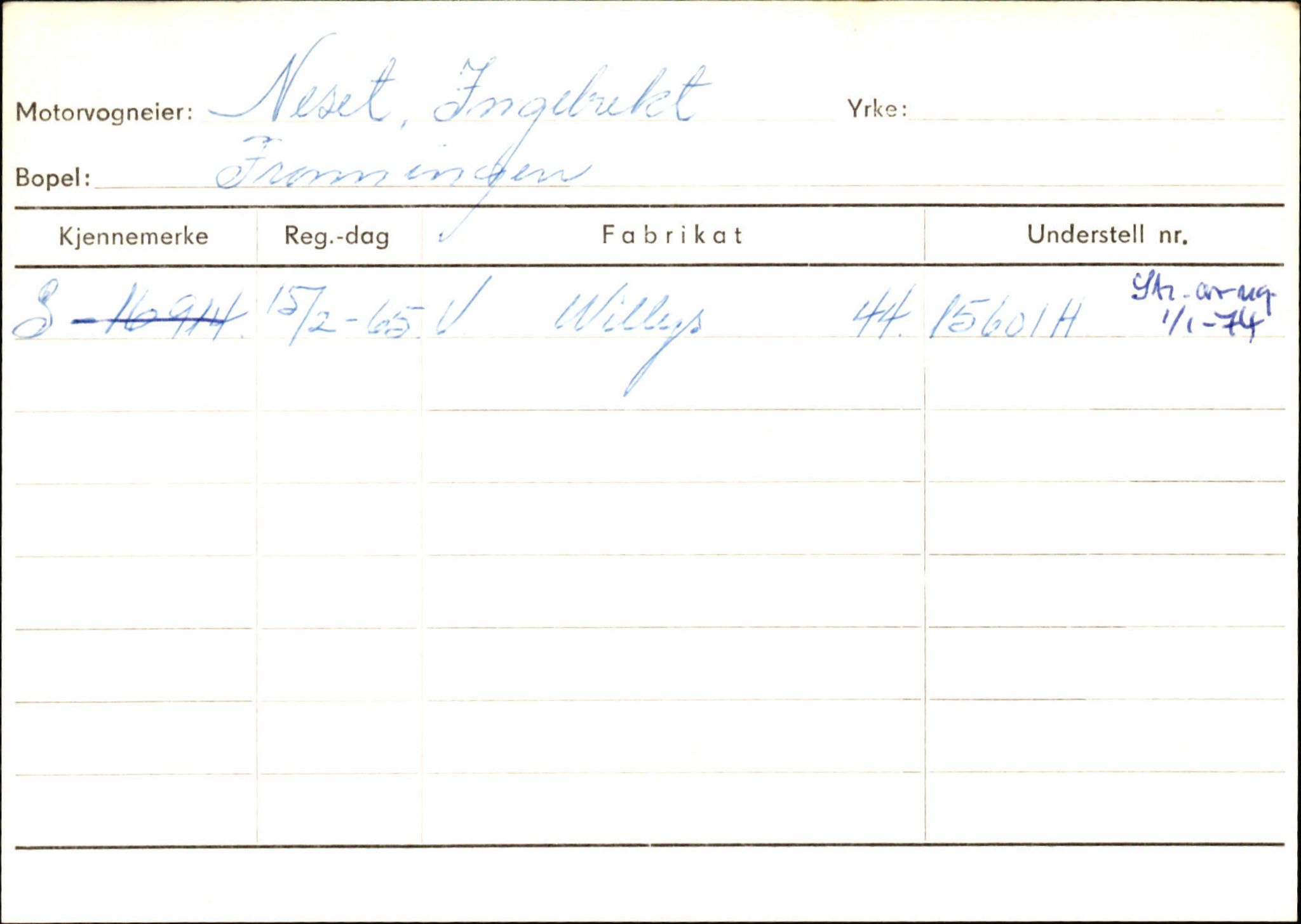 Statens vegvesen, Sogn og Fjordane vegkontor, SAB/A-5301/4/F/L0126: Eigarregister Fjaler M-Å. Leikanger A-Å, 1945-1975, s. 1814