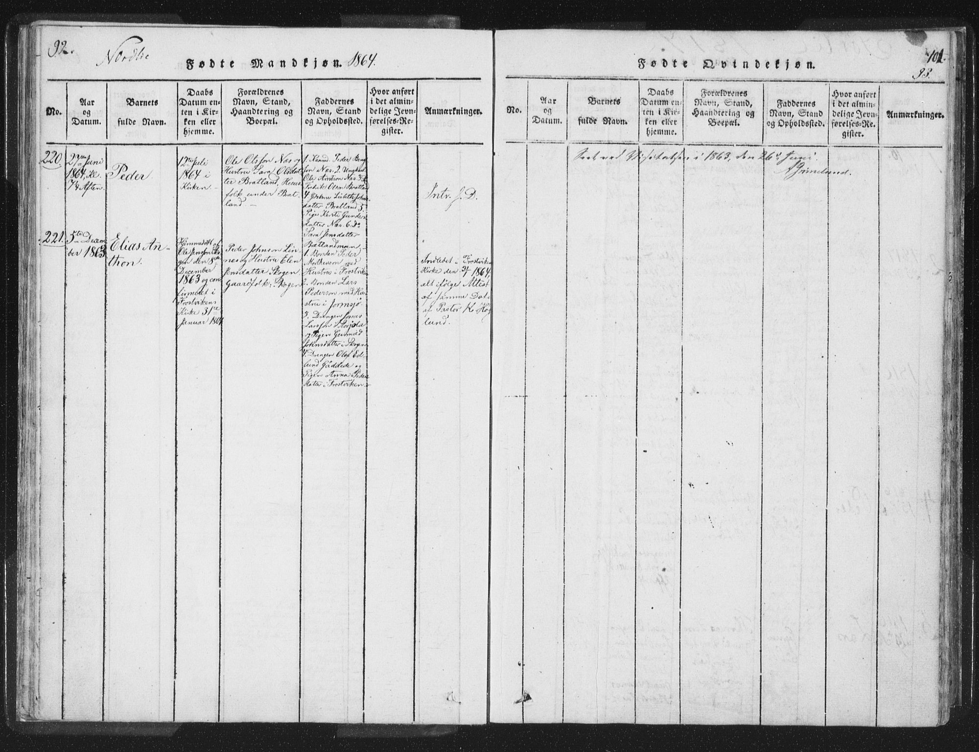Ministerialprotokoller, klokkerbøker og fødselsregistre - Nord-Trøndelag, SAT/A-1458/755/L0491: Ministerialbok nr. 755A01 /1, 1817-1864, s. 92-93