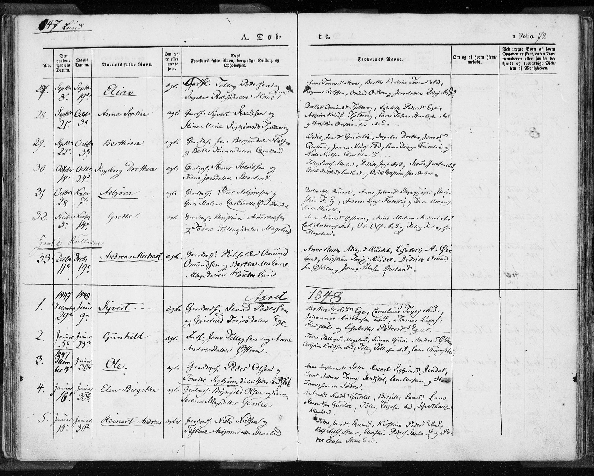 Lund sokneprestkontor, SAST/A-101809/S06/L0007: Ministerialbok nr. A 7.1, 1833-1854, s. 72