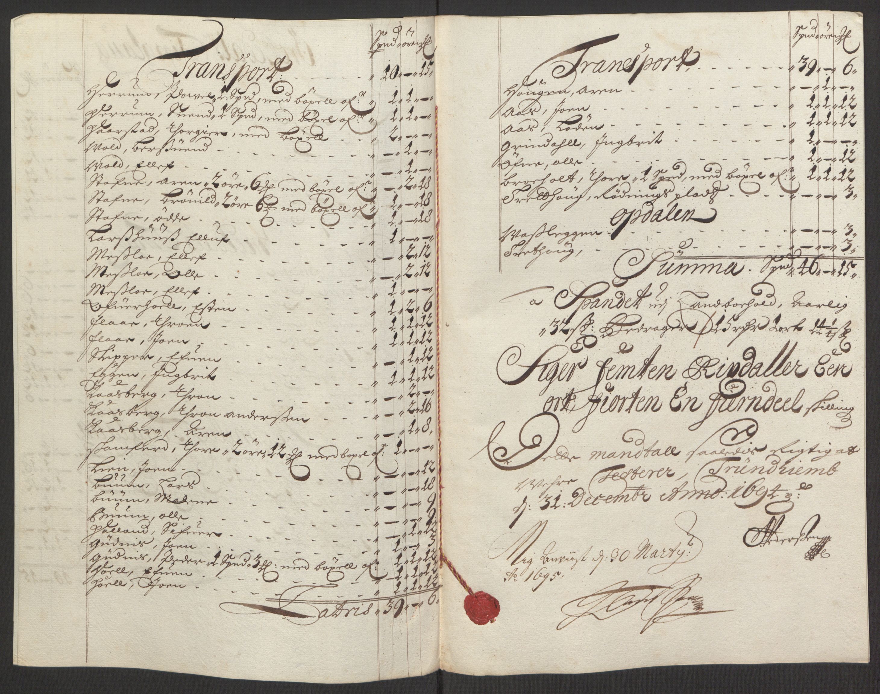 Rentekammeret inntil 1814, Reviderte regnskaper, Fogderegnskap, RA/EA-4092/R60/L3944: Fogderegnskap Orkdal og Gauldal, 1694, s. 135
