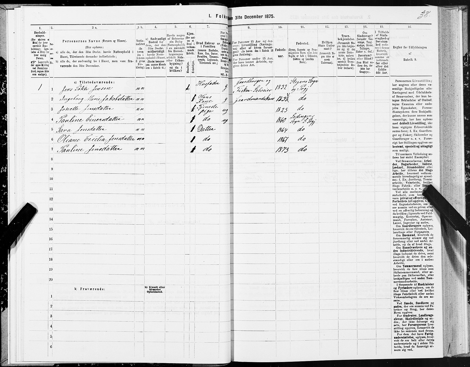SAT, Folketelling 1875 for 1848P Steigen prestegjeld, 1875, s. 1038