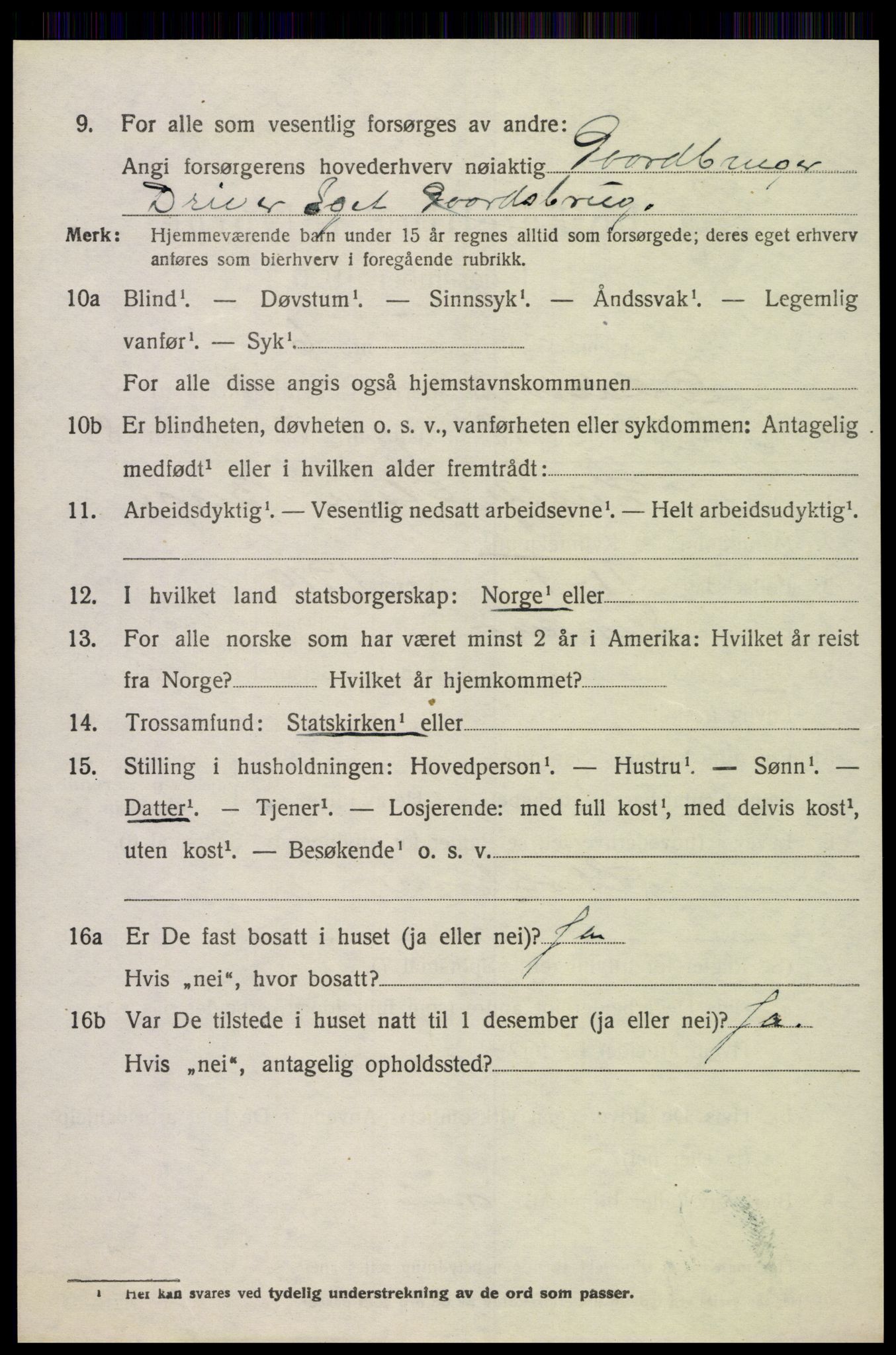 SAK, Folketelling 1920 for 1012 Oddernes herred, 1920, s. 3030