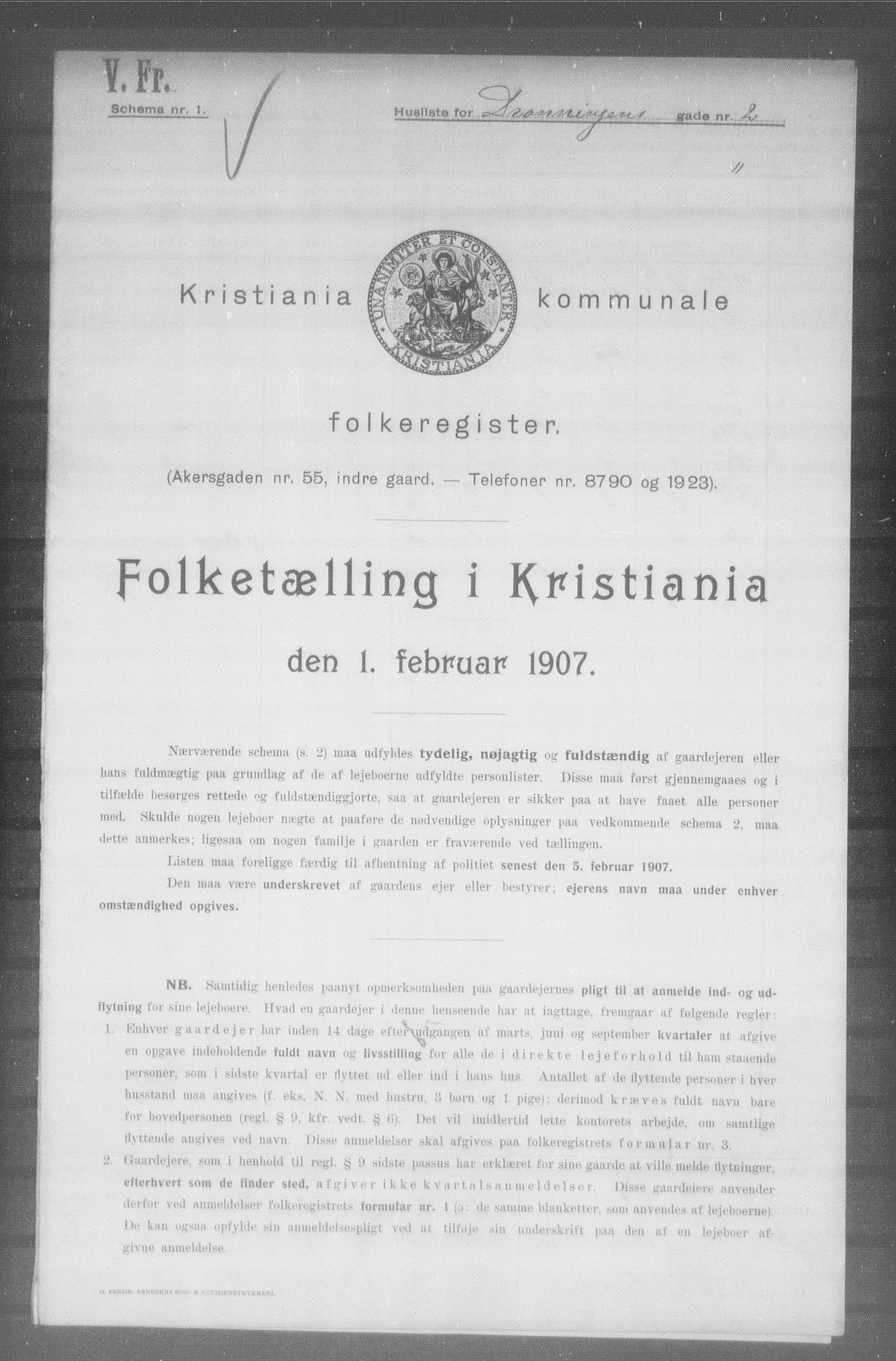 OBA, Kommunal folketelling 1.2.1907 for Kristiania kjøpstad, 1907, s. 8747
