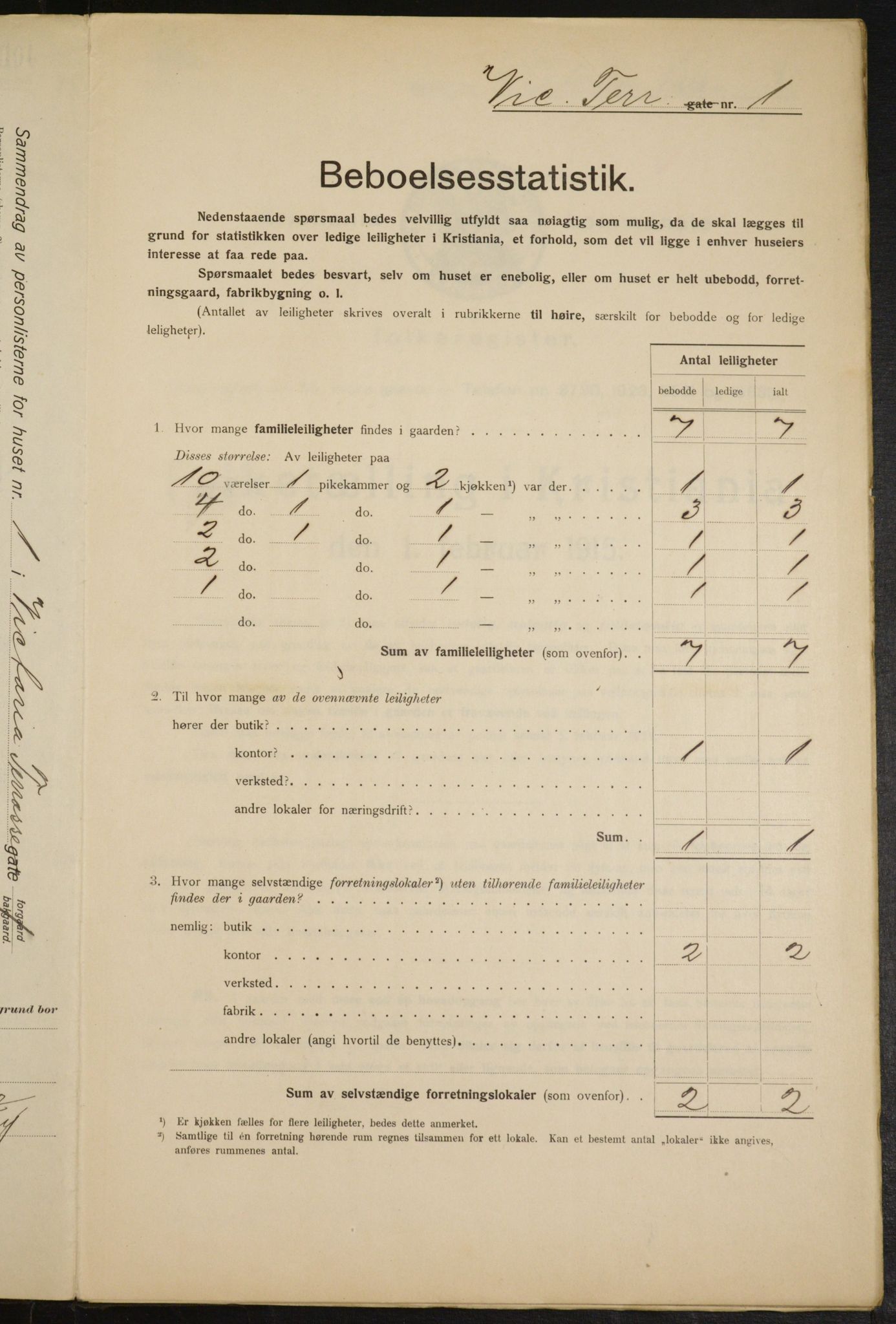 OBA, Kommunal folketelling 1.2.1915 for Kristiania, 1915, s. 124070