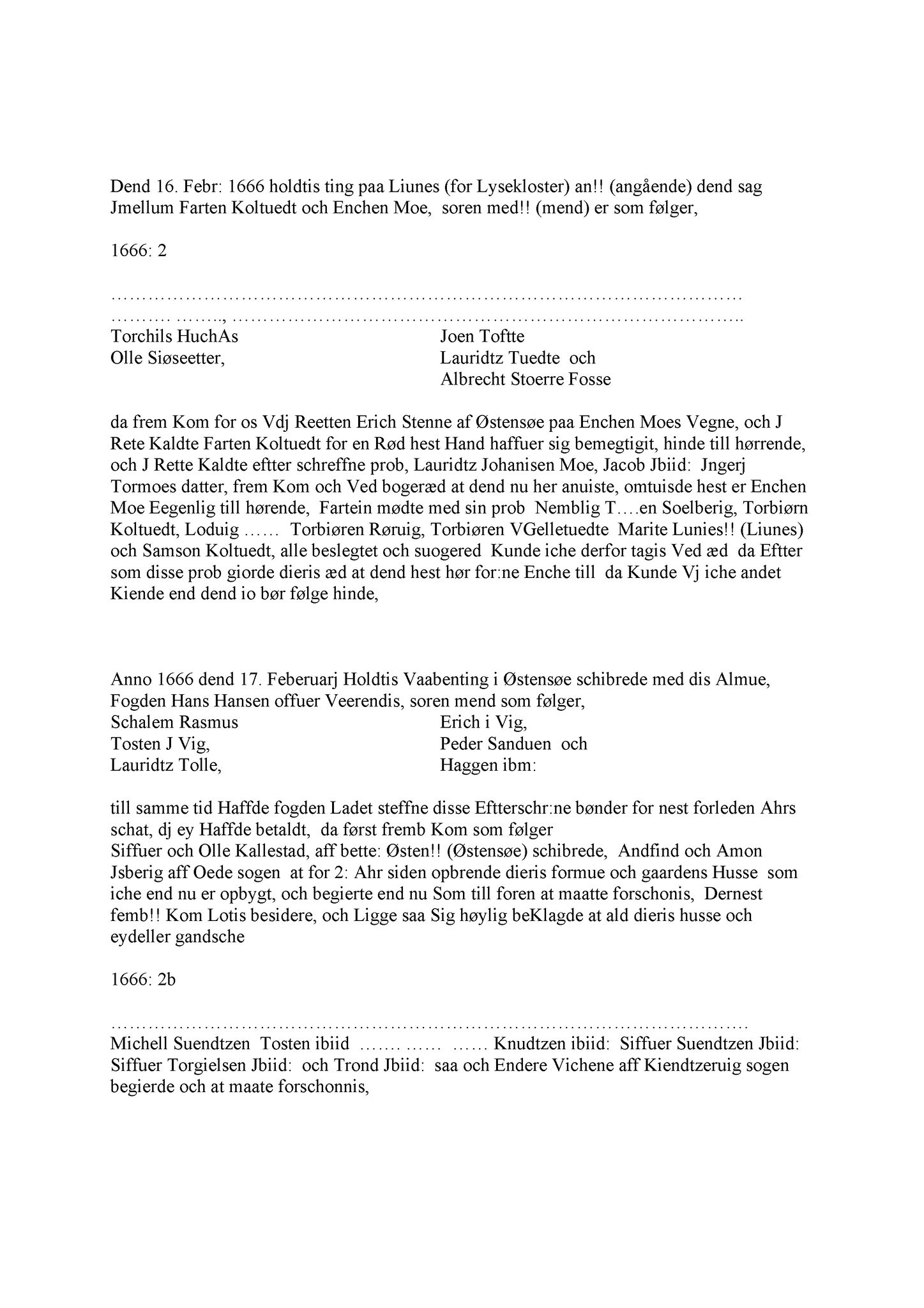 Samling av fulltekstavskrifter, SAB/FULLTEKST/A/12/0065: Hardanger og Voss sorenskriveri, tingbok nr. Ac 3 for Hardanger, Lysekloster og Halsnøy kloster, 1666