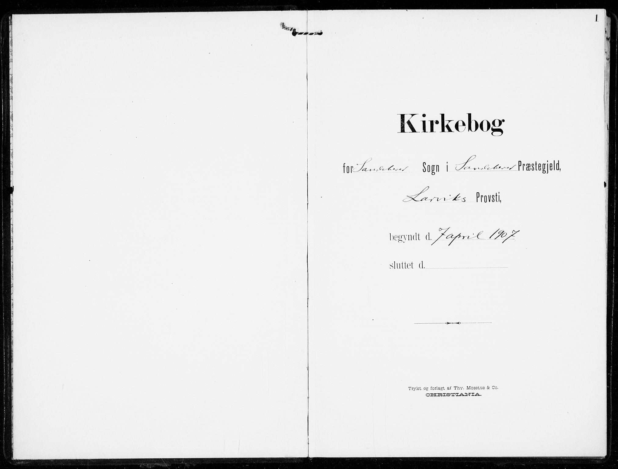 Sandar kirkebøker, AV/SAKO-A-243/F/Fa/L0017: Ministerialbok nr. 17, 1907-1917, s. 1