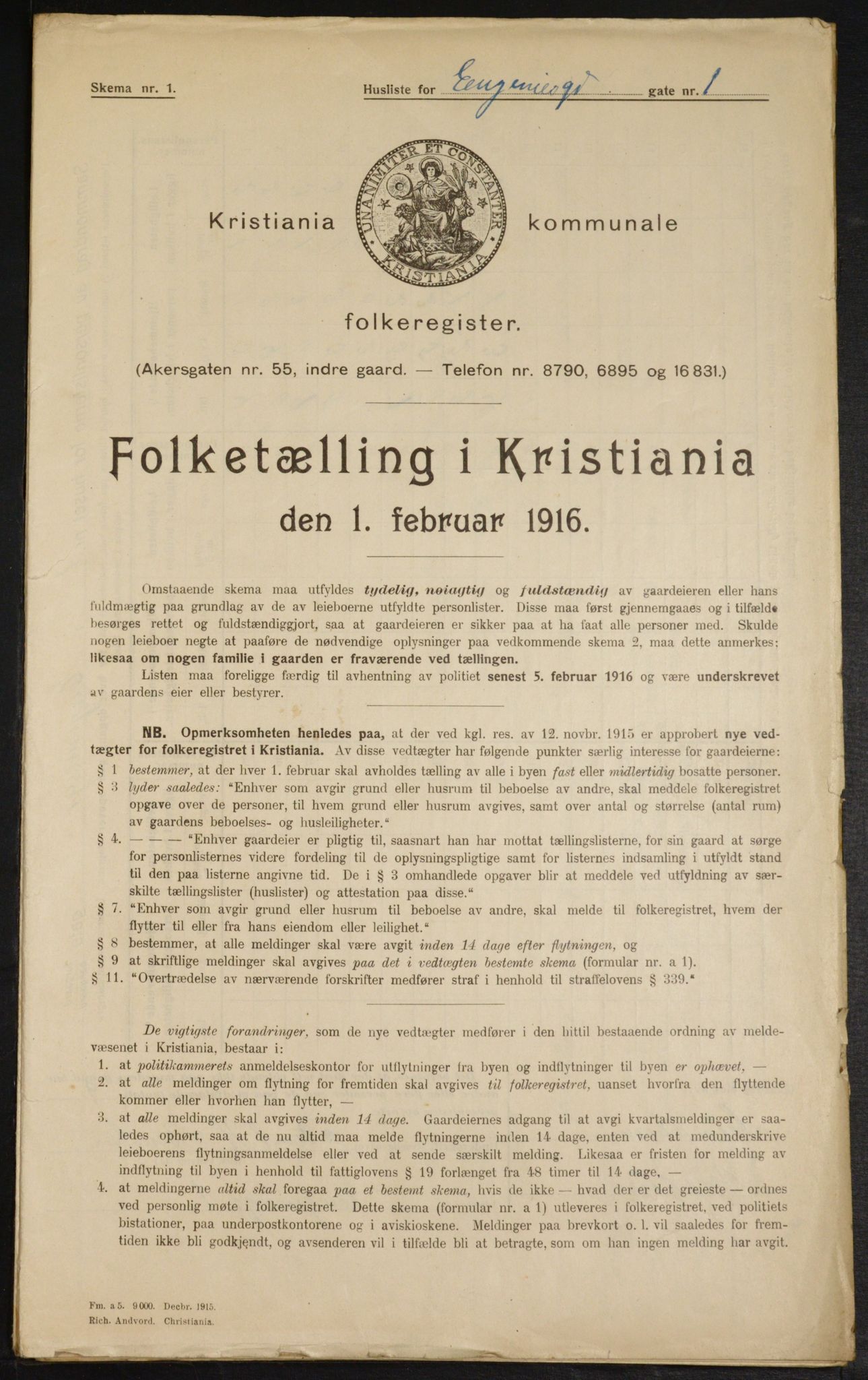 OBA, Kommunal folketelling 1.2.1916 for Kristiania, 1916, s. 22997