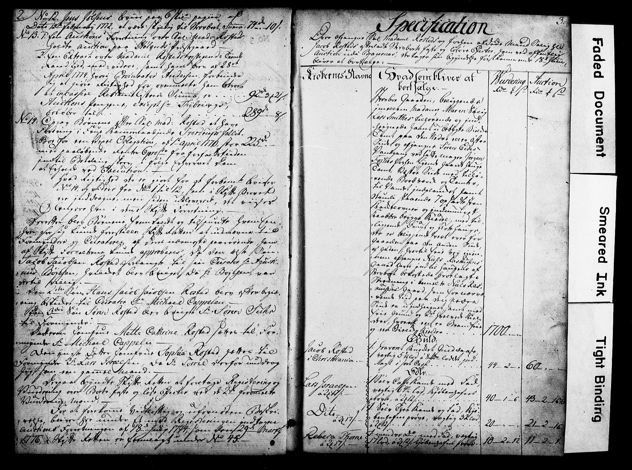 Bragernes prosti, AV/SAKO-A-430/O/Ob/L0003: Skifteprotokoll, 1776-1792, s. 2-3