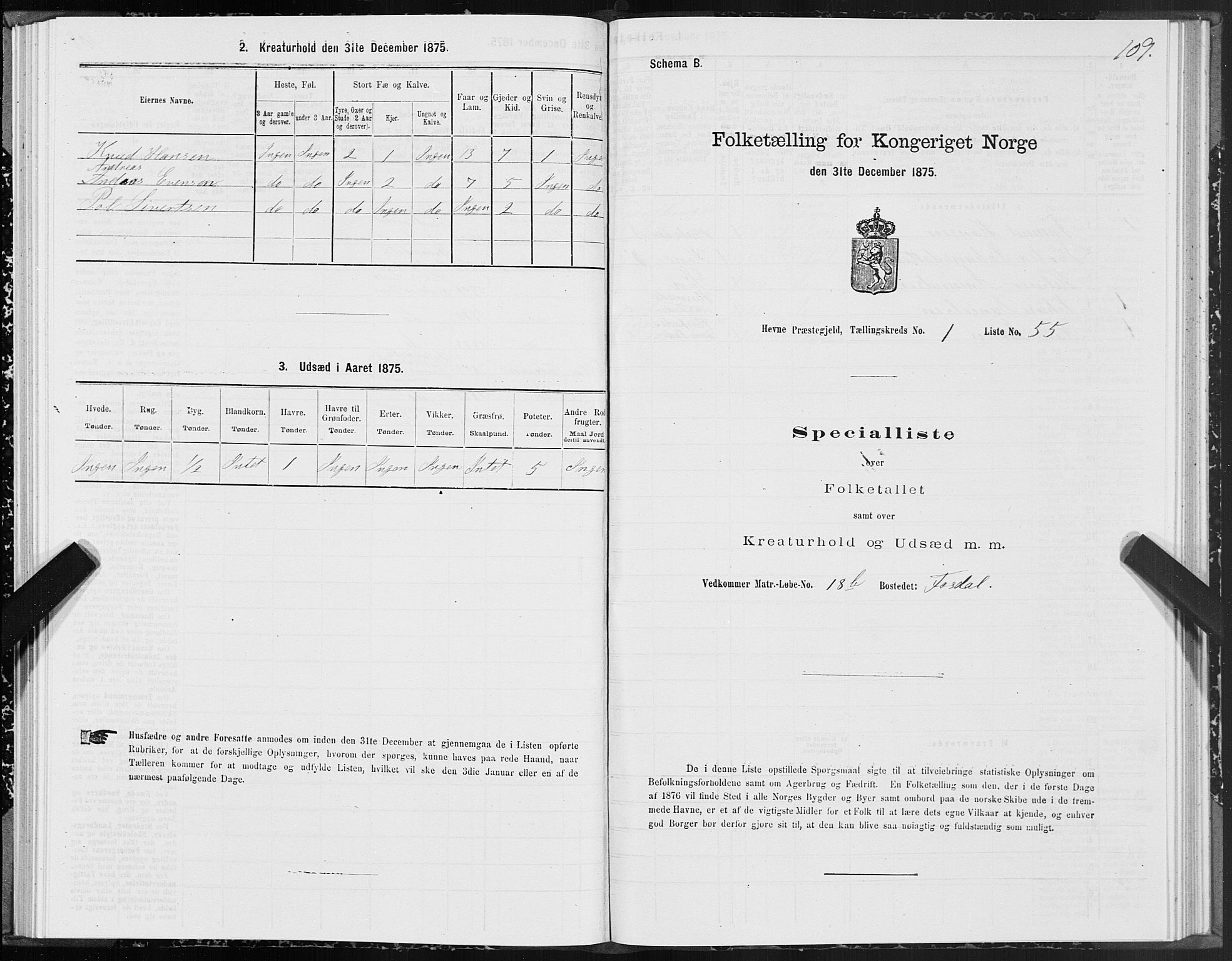 SAT, Folketelling 1875 for 1612P Hemne prestegjeld, 1875, s. 1109
