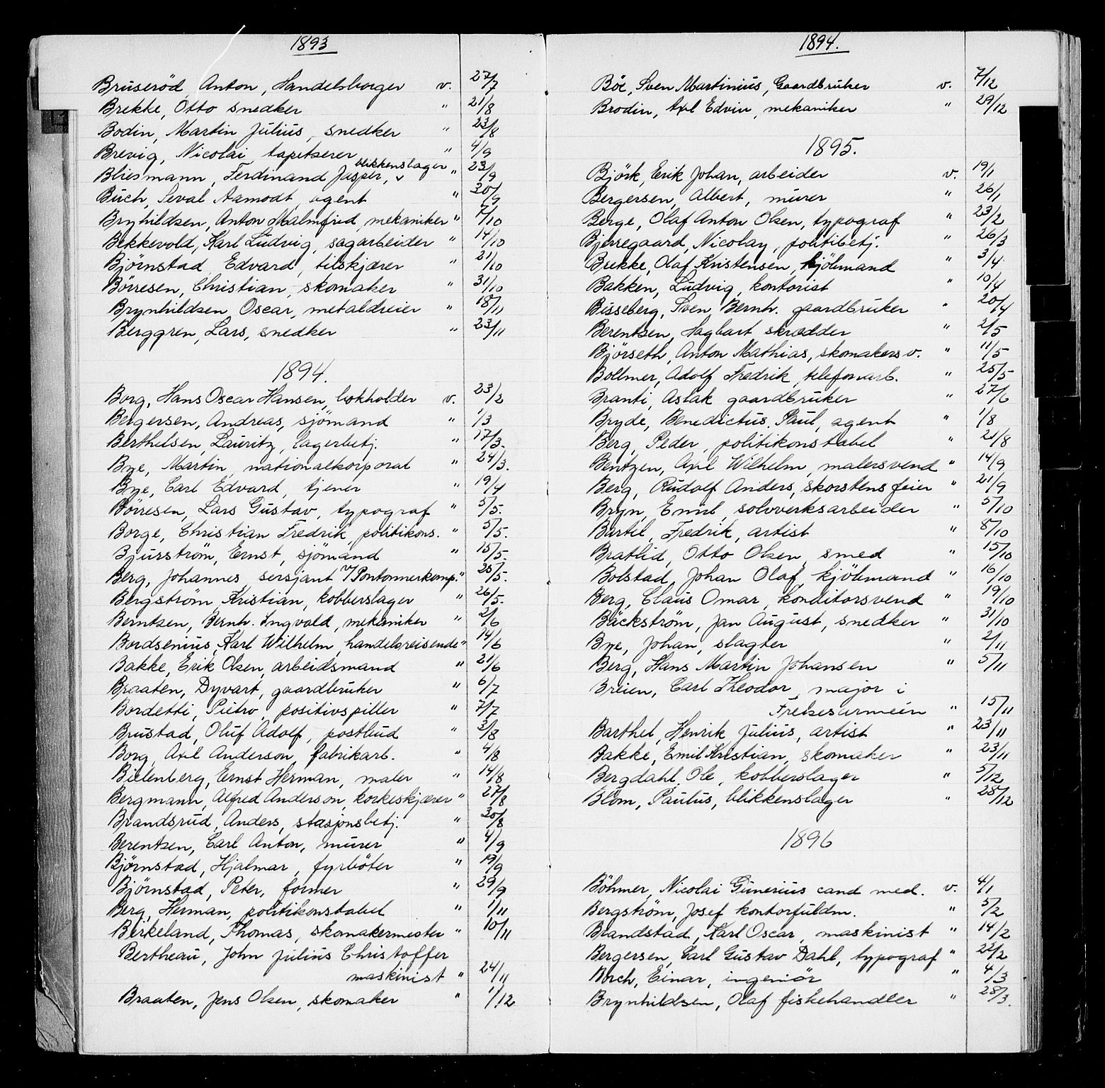 Oslo byfogd avd. I, AV/SAO-A-10220/L/La/L0001: Register - Vigsler og testamenter, 1886-1910, s. 13