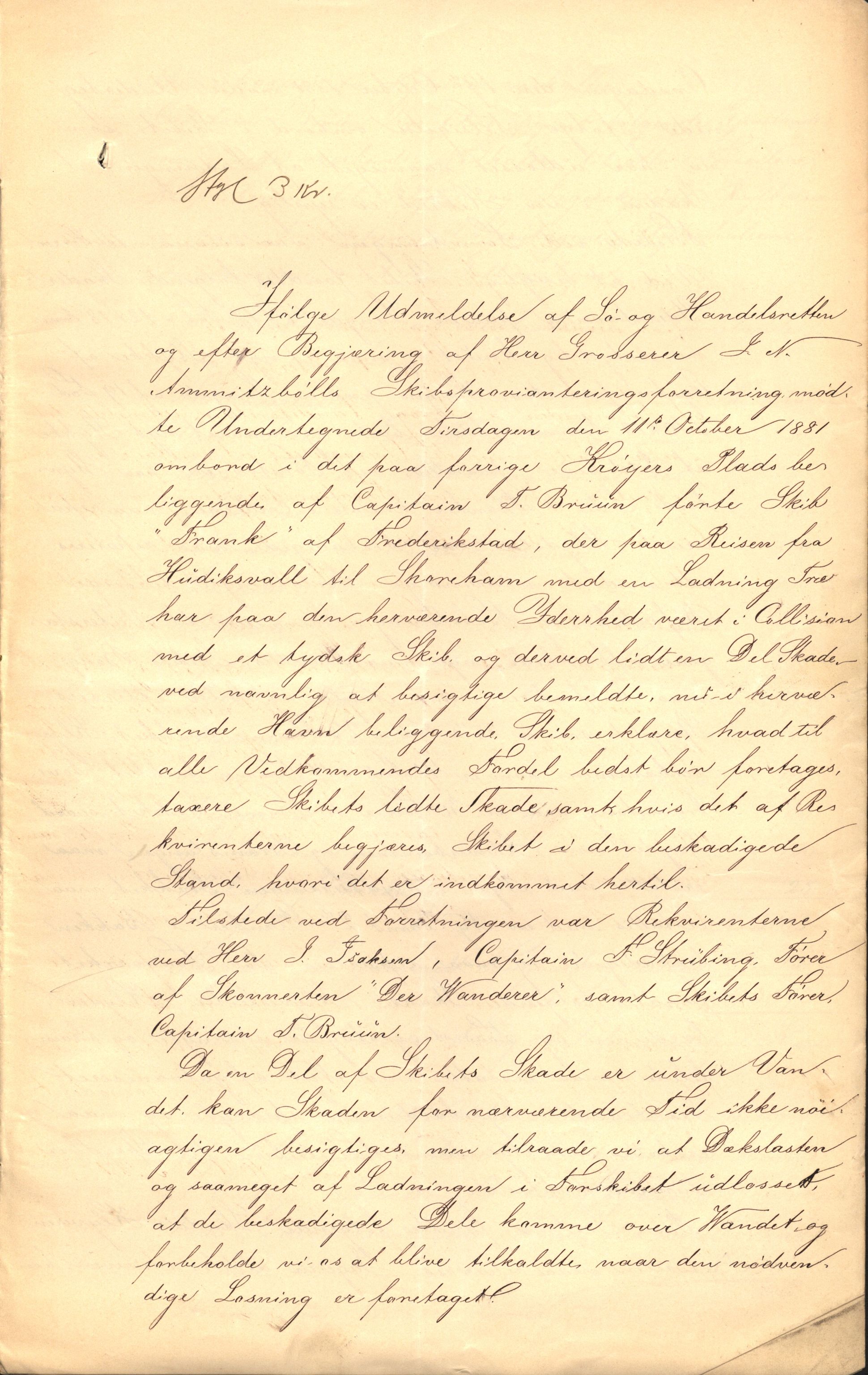 Pa 63 - Østlandske skibsassuranceforening, VEMU/A-1079/G/Ga/L0014/0004: Havaridokumenter / Bertrand, Frigga, Frank, Nordafjeld, 1881, s. 49