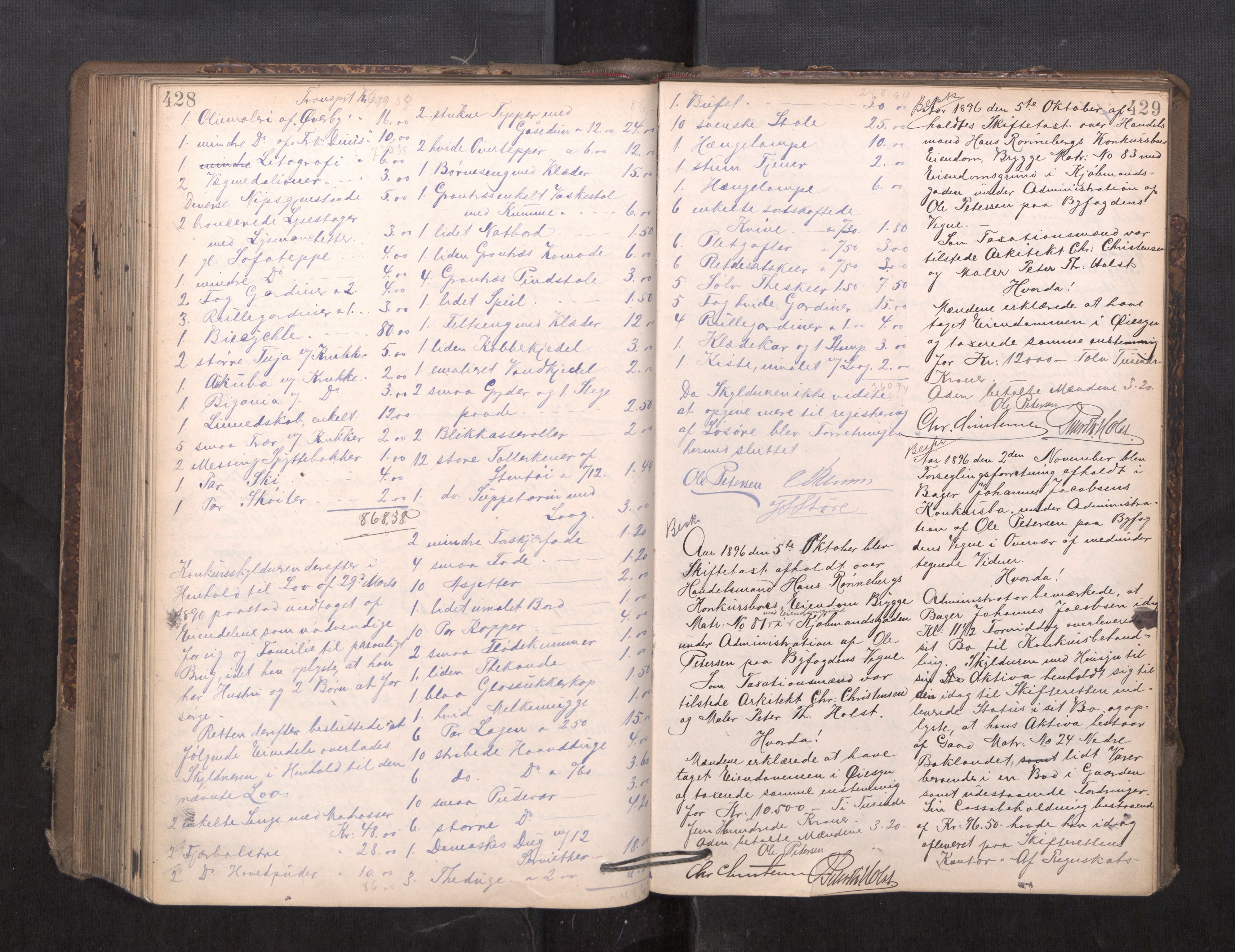 Trondheim byfogd, AV/SAT-A-0003/1/3/3C/L0015: Skifteregistreringsprotokoll - 24/2-21/3 (u/ register), 1893-1899, s. 428-429