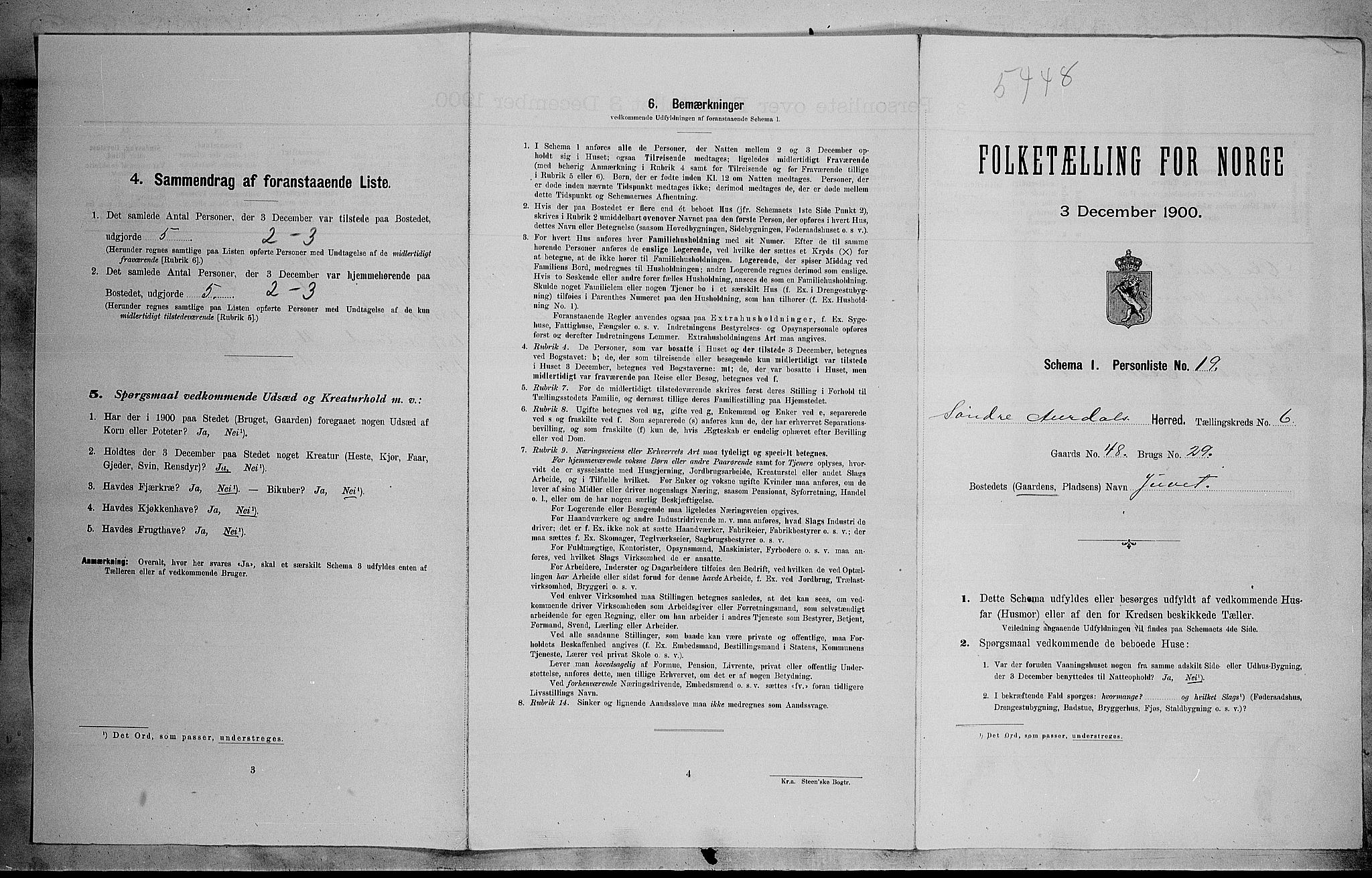SAH, Folketelling 1900 for 0540 Sør-Aurdal herred, 1900, s. 694