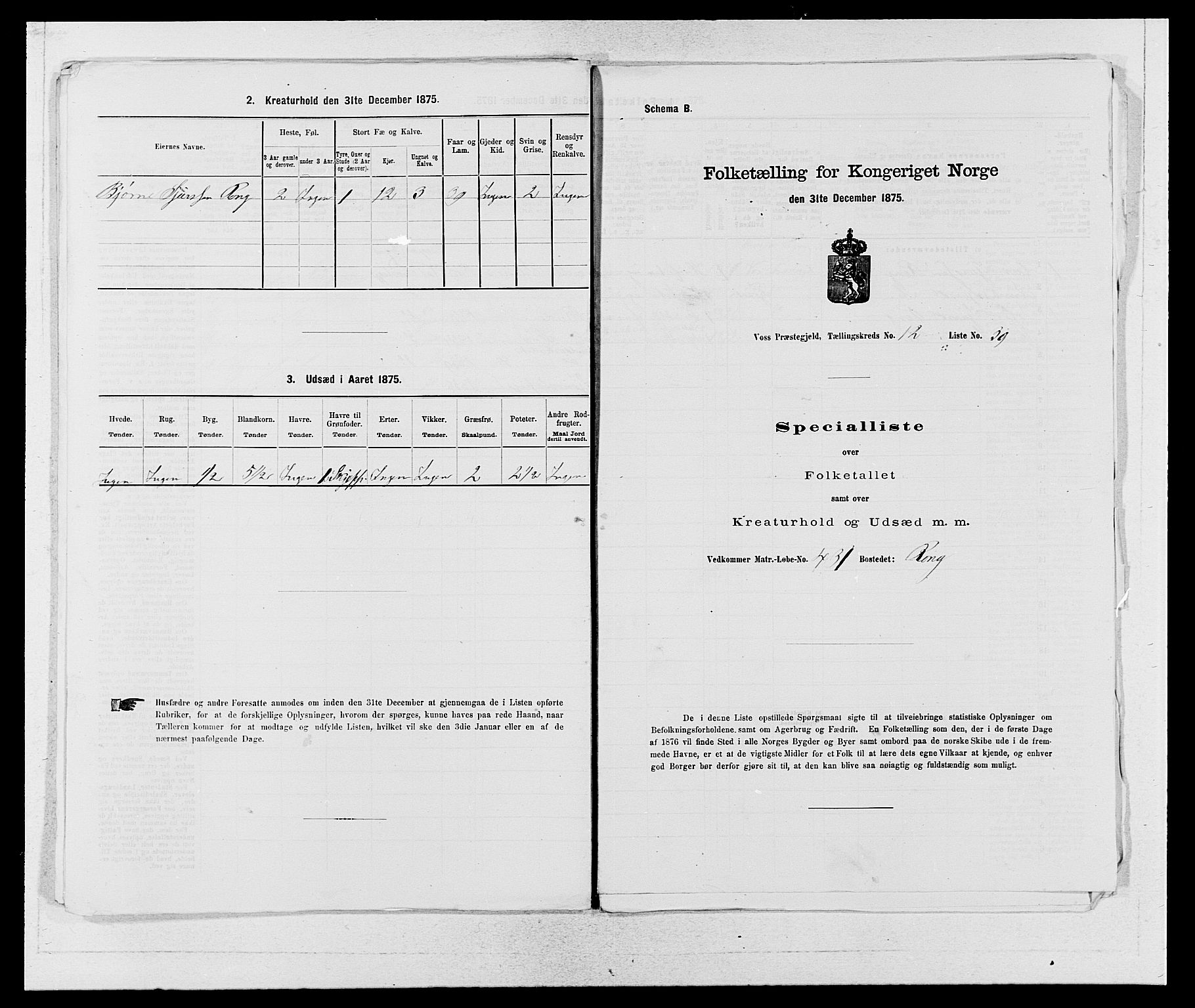 SAB, Folketelling 1875 for 1235P Voss prestegjeld, 1875, s. 1475