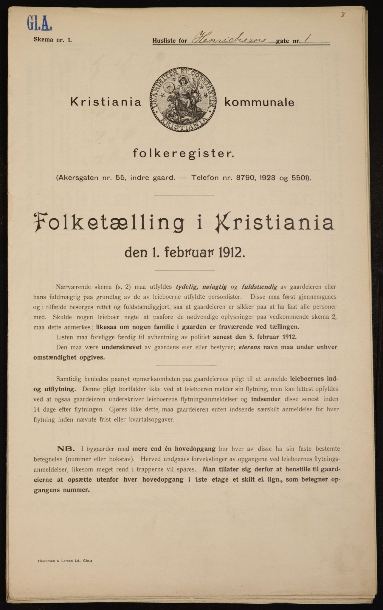 OBA, Kommunal folketelling 1.2.1912 for Kristiania, 1912, s. 38868