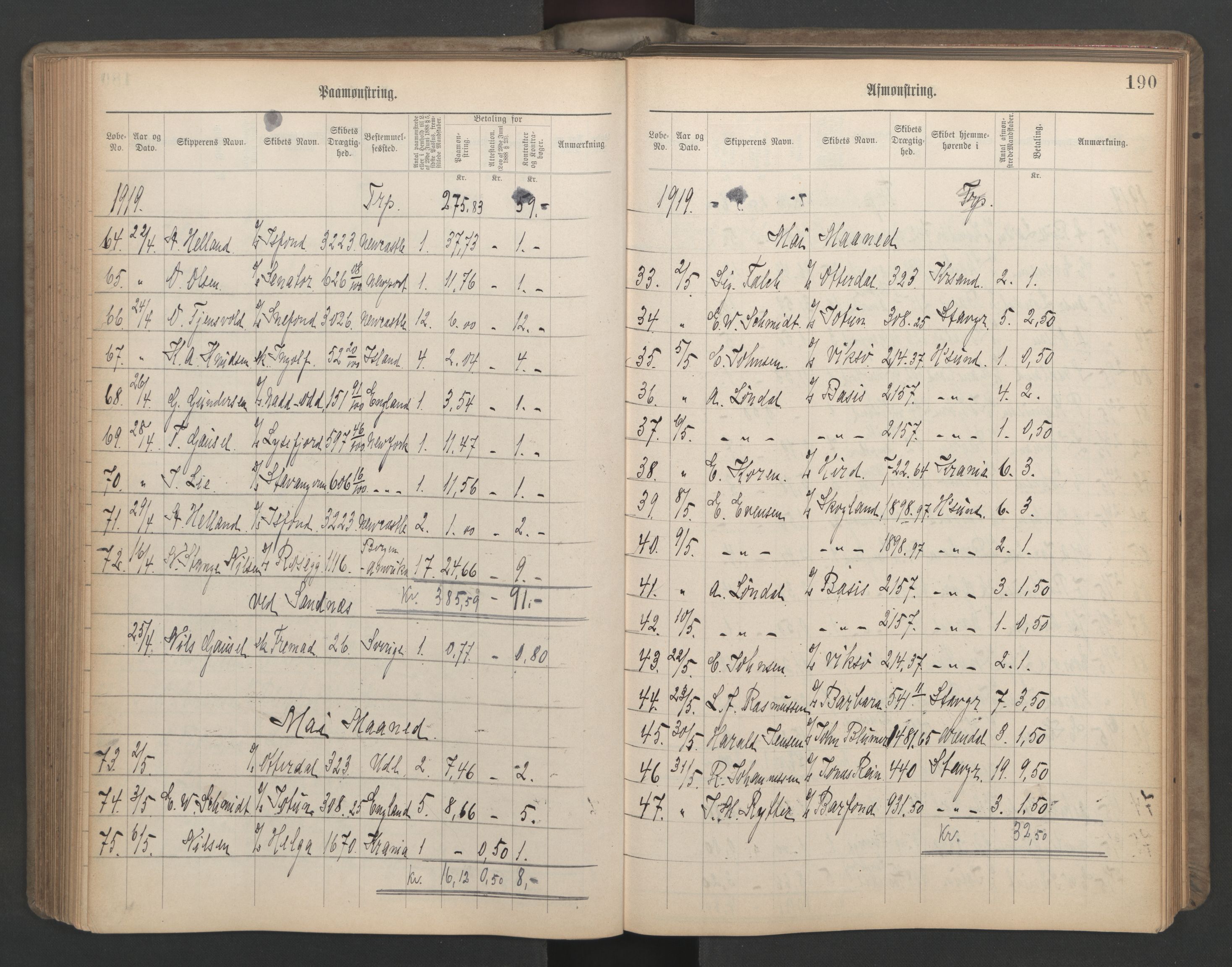 Stavanger sjømannskontor, AV/SAST-A-102006/G/Ga/L0006: Mønstringsjournal, 1908-1933, s. 221