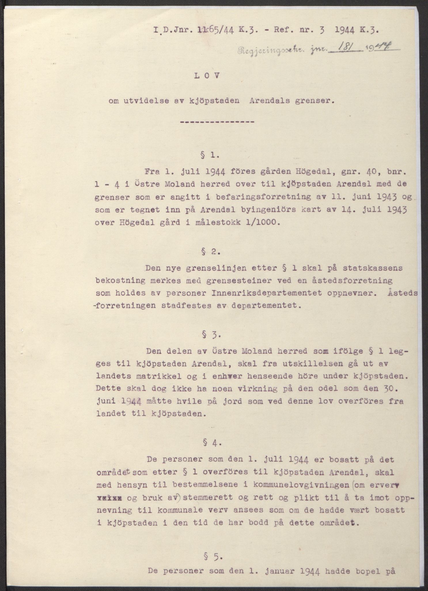 NS-administrasjonen 1940-1945 (Statsrådsekretariatet, de kommisariske statsråder mm), RA/S-4279/D/Db/L0100: Lover, 1944, s. 309