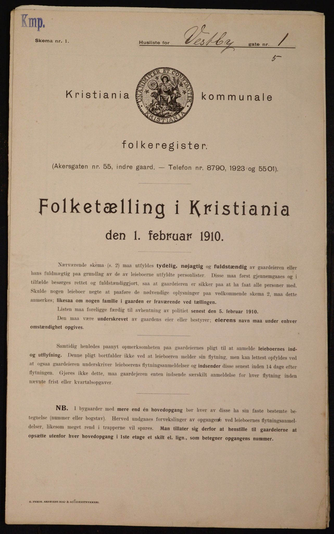 OBA, Kommunal folketelling 1.2.1910 for Kristiania, 1910, s. 115937