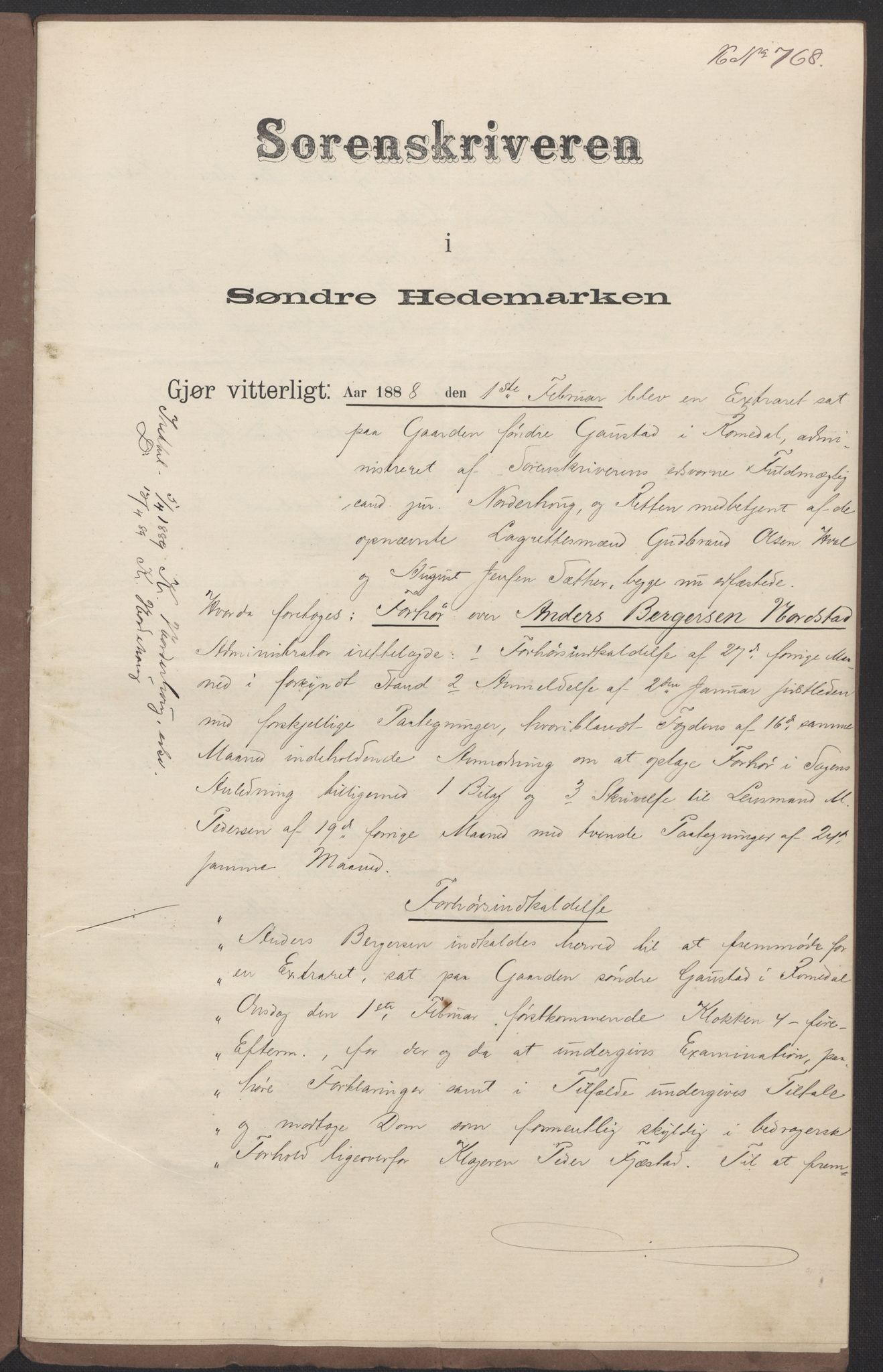 Botsfengslet, AV/RA-S-1539/D/Dn/L0180/0005: Domsakter nr. 526h - 579h / Domsakt nr. 530h - Anders Bergersen Nordstad, f. 12.2.1863, 1889, s. 16