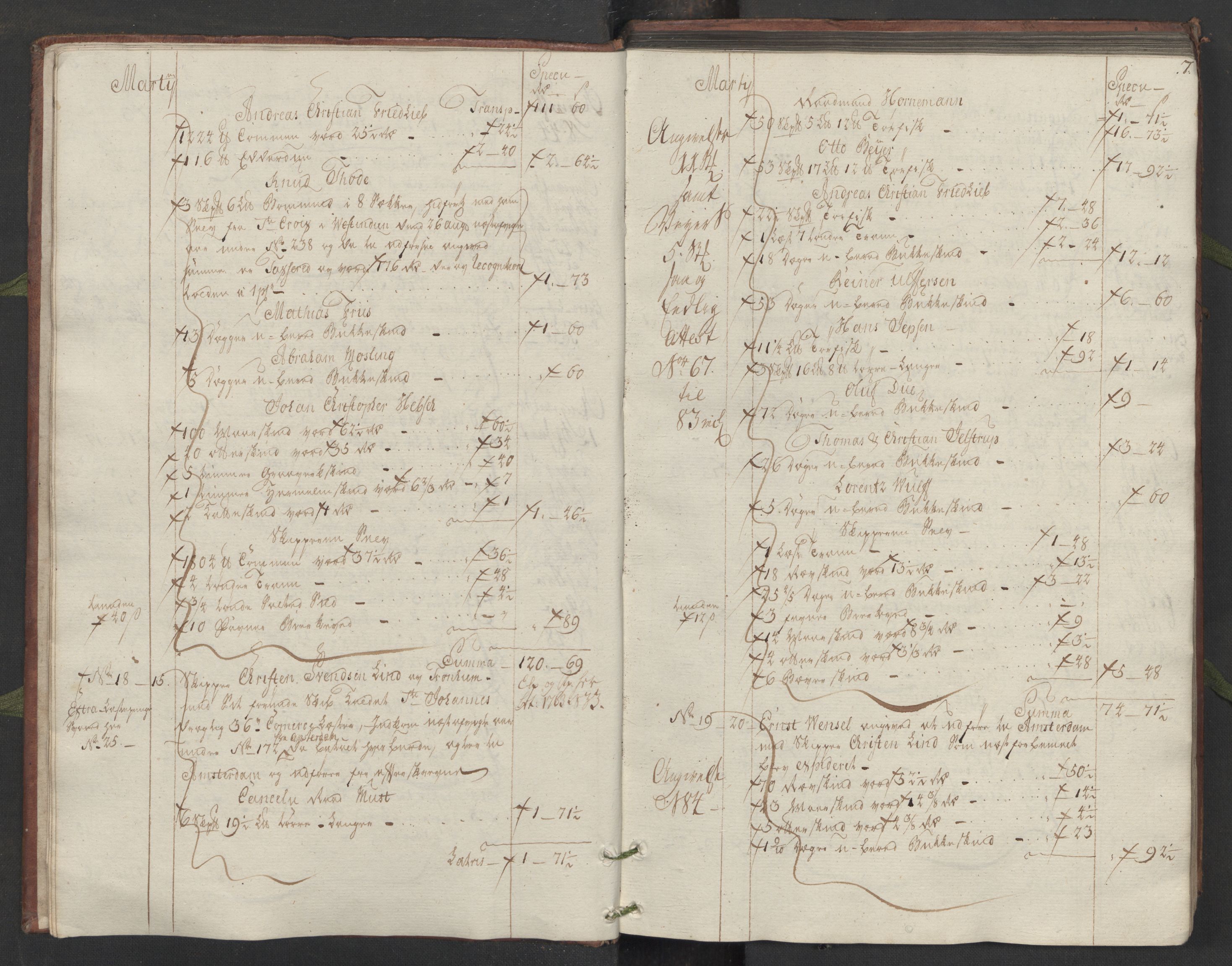 Generaltollkammeret, tollregnskaper, AV/RA-EA-5490/R33/L0083/0001: Tollregnskaper Trondheim A / Utgående hovedtollbok, 1764, s. 6b-7a