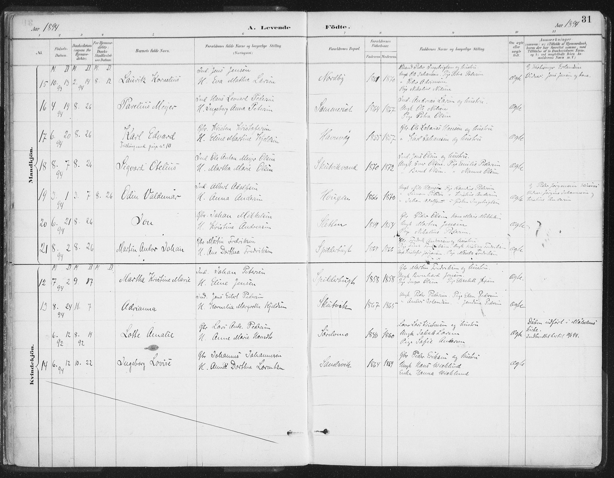 Balsfjord sokneprestembete, AV/SATØ-S-1303/G/Ga/L0007kirke: Ministerialbok nr. 7, 1887-1909, s. 31