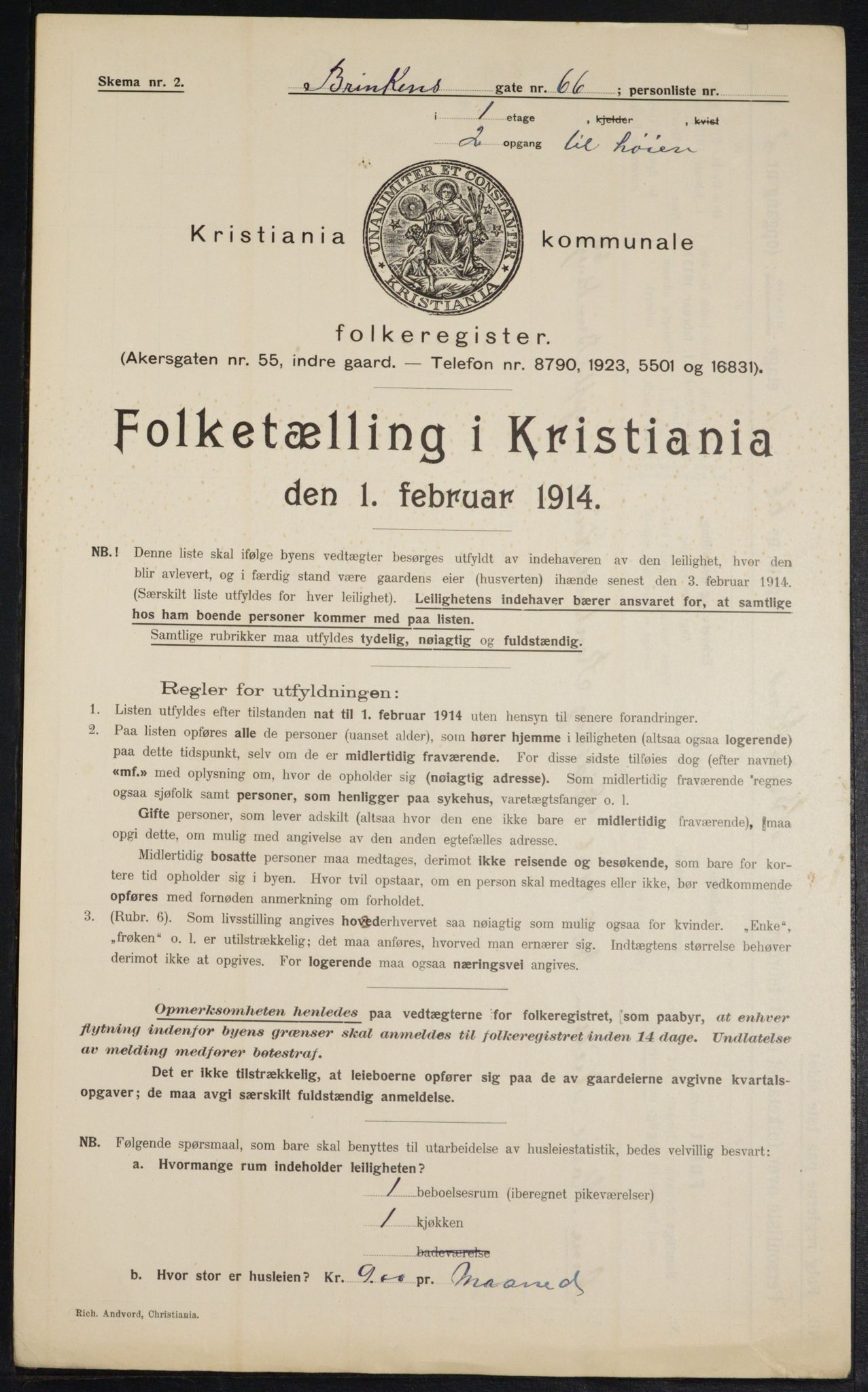 OBA, Kommunal folketelling 1.2.1914 for Kristiania, 1914, s. 9179