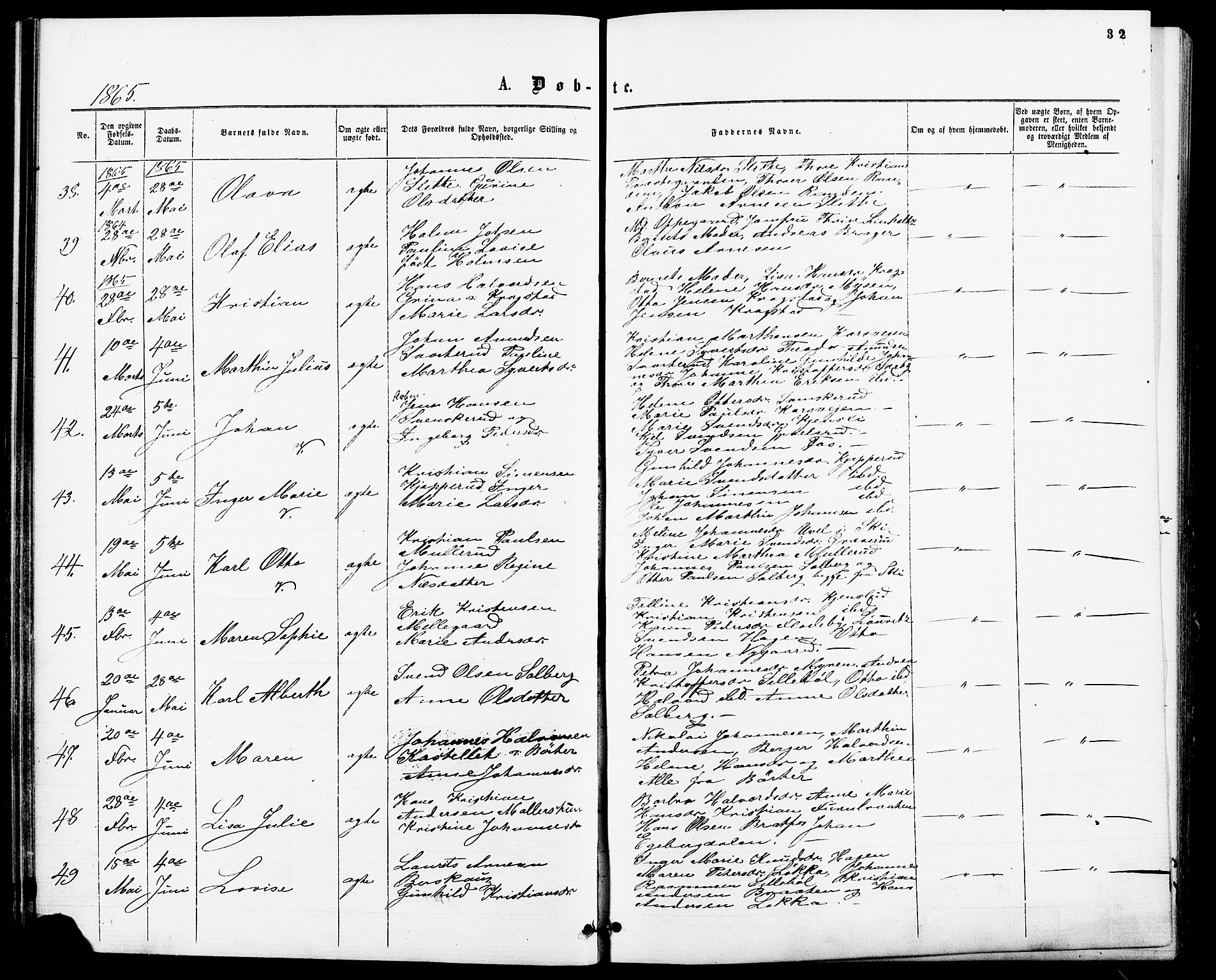 Enebakk prestekontor Kirkebøker, SAO/A-10171c/F/Fa/L0011: Ministerialbok nr. I 11, 1862-1882, s. 32