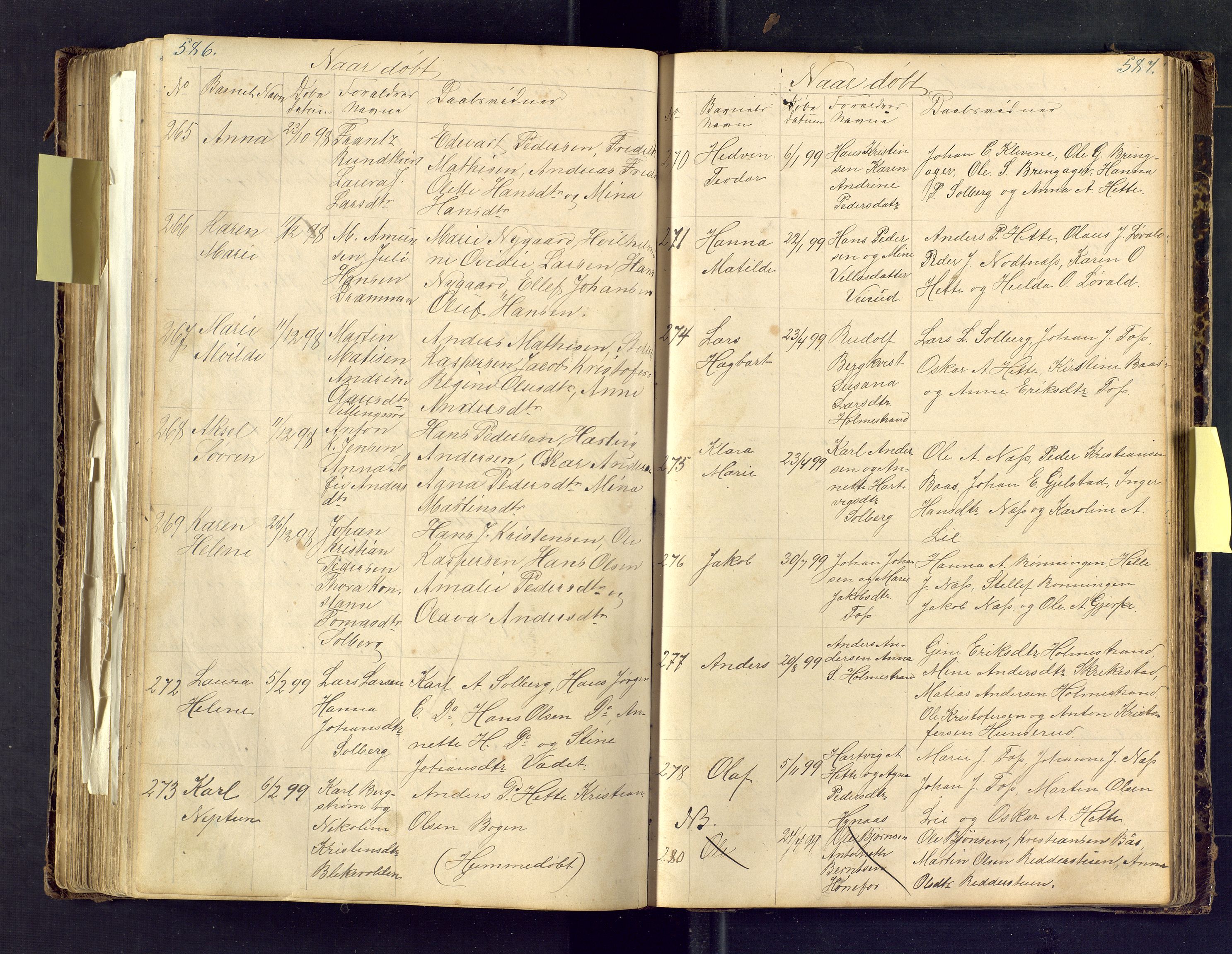 Den evangelisk lutherske frimenighet i Jarlsbergs grevskap med flere steder, AV/SAKO-P-1384/F/Fa/L0001: Dissenterprotokoll nr. Fa/L0001, 1872-1925, s. 586-587