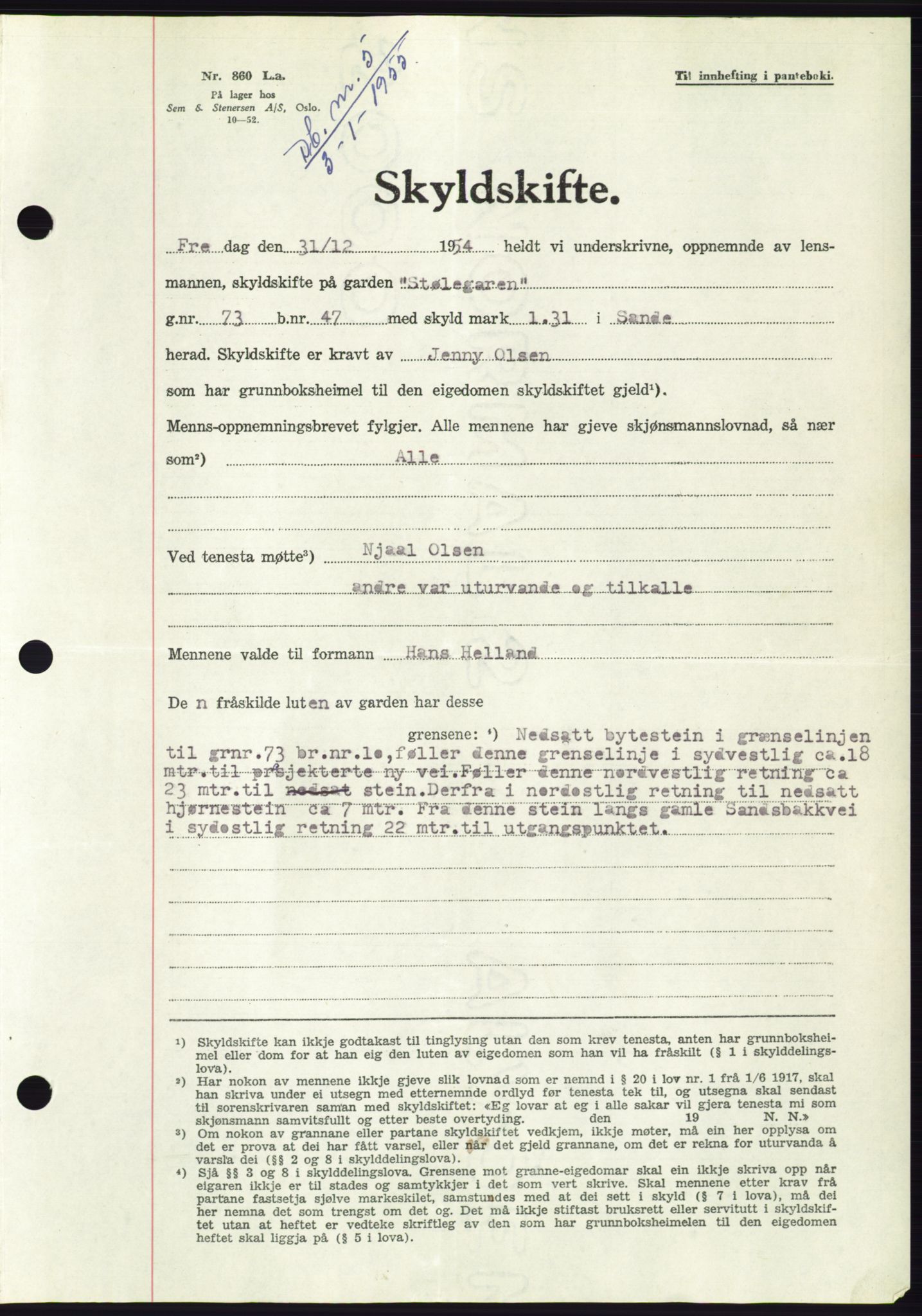 Søre Sunnmøre sorenskriveri, AV/SAT-A-4122/1/2/2C/L0100: Pantebok nr. 26A, 1954-1955, Dagboknr: 5/1955