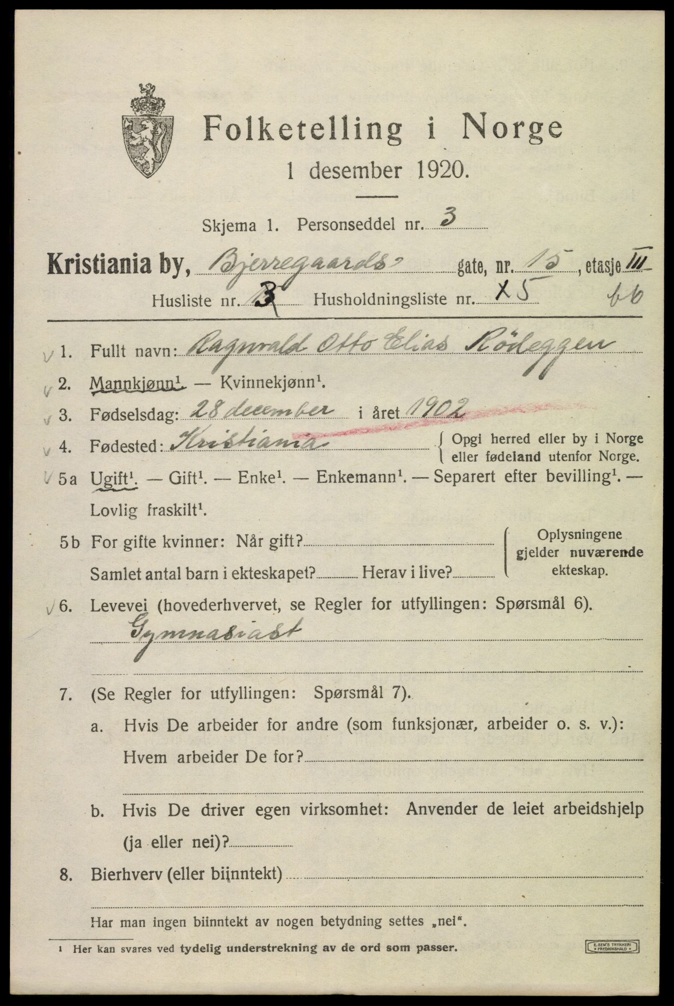 SAO, Folketelling 1920 for 0301 Kristiania kjøpstad, 1920, s. 159811