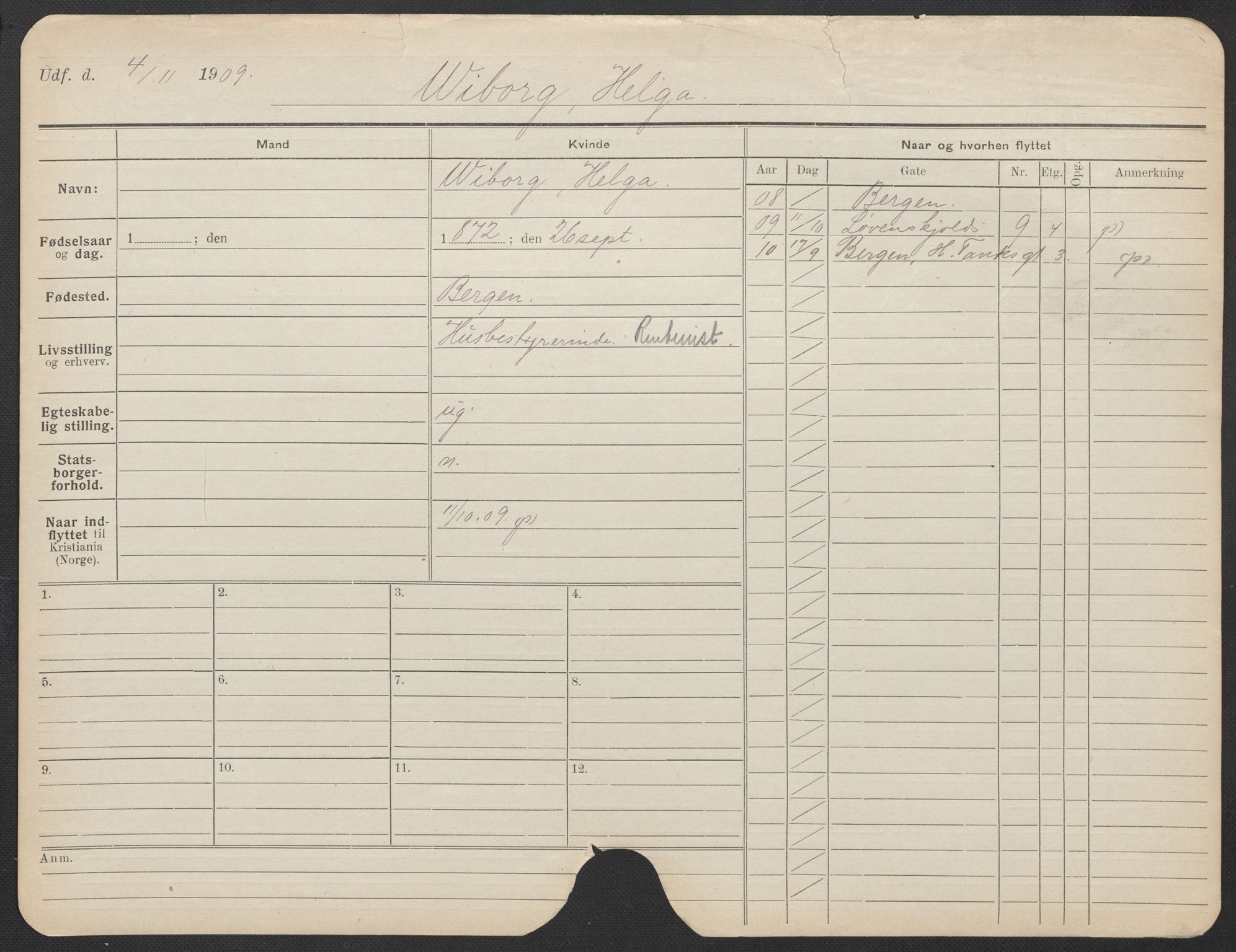 Oslo folkeregister, Registerkort, AV/SAO-A-11715/F/Fa/Fac/L0025: Kvinner, 1906-1914, s. 752a