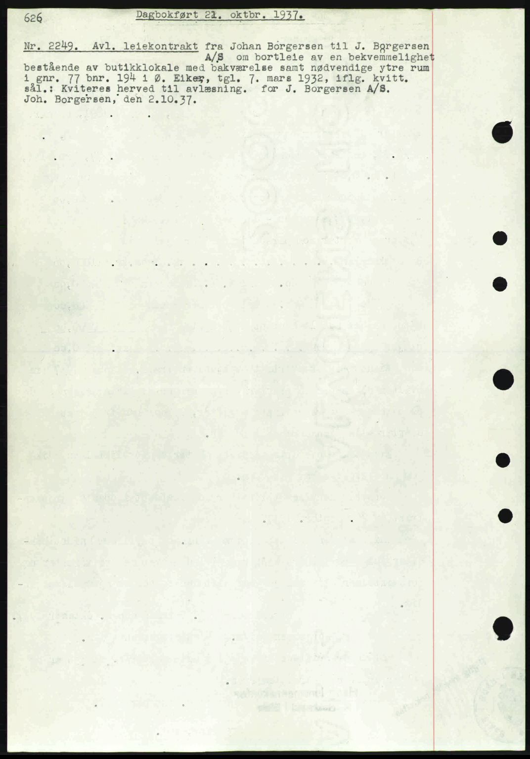 Eiker, Modum og Sigdal sorenskriveri, SAKO/A-123/G/Ga/Gab/L0036: Pantebok nr. A6, 1937-1937, Dagboknr: 2249/1937