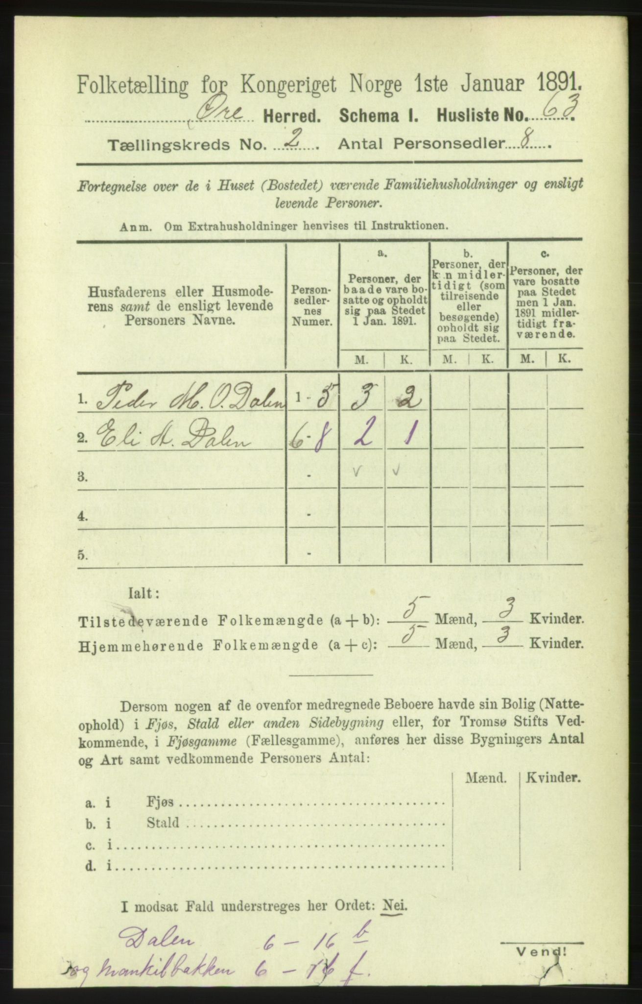 RA, Folketelling 1891 for 1558 Øre herred, 1891, s. 493